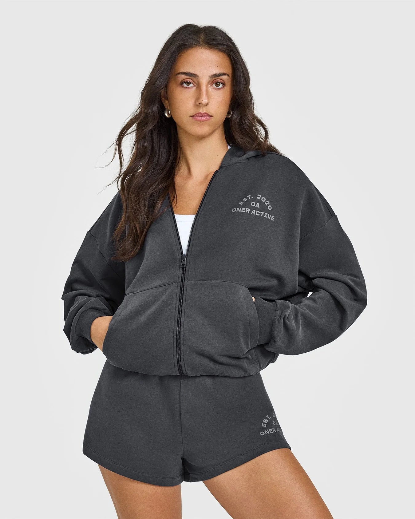 ONER ACTIVE LIGHTWEIGHT ZIP THROUGH HOODIE WITH GRAPHIC