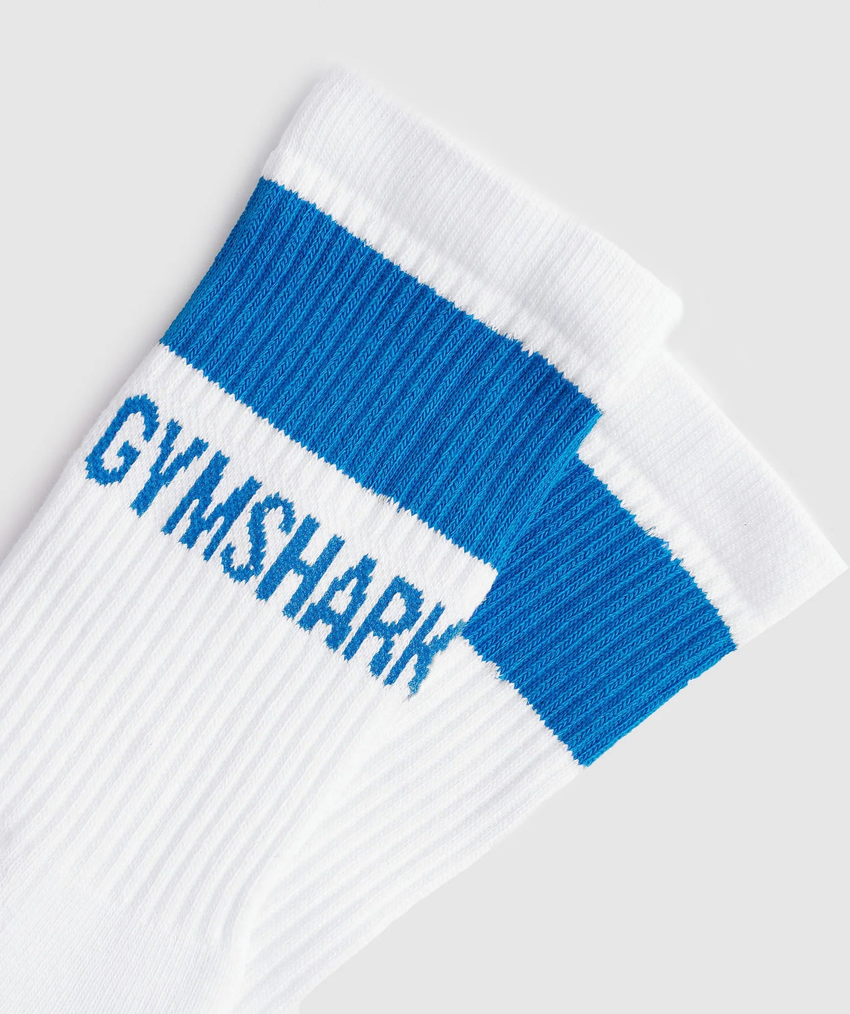 Gymshark Premium Jacquard Single Socks 1Pk - White/Meridian Blue - Azula sportswear