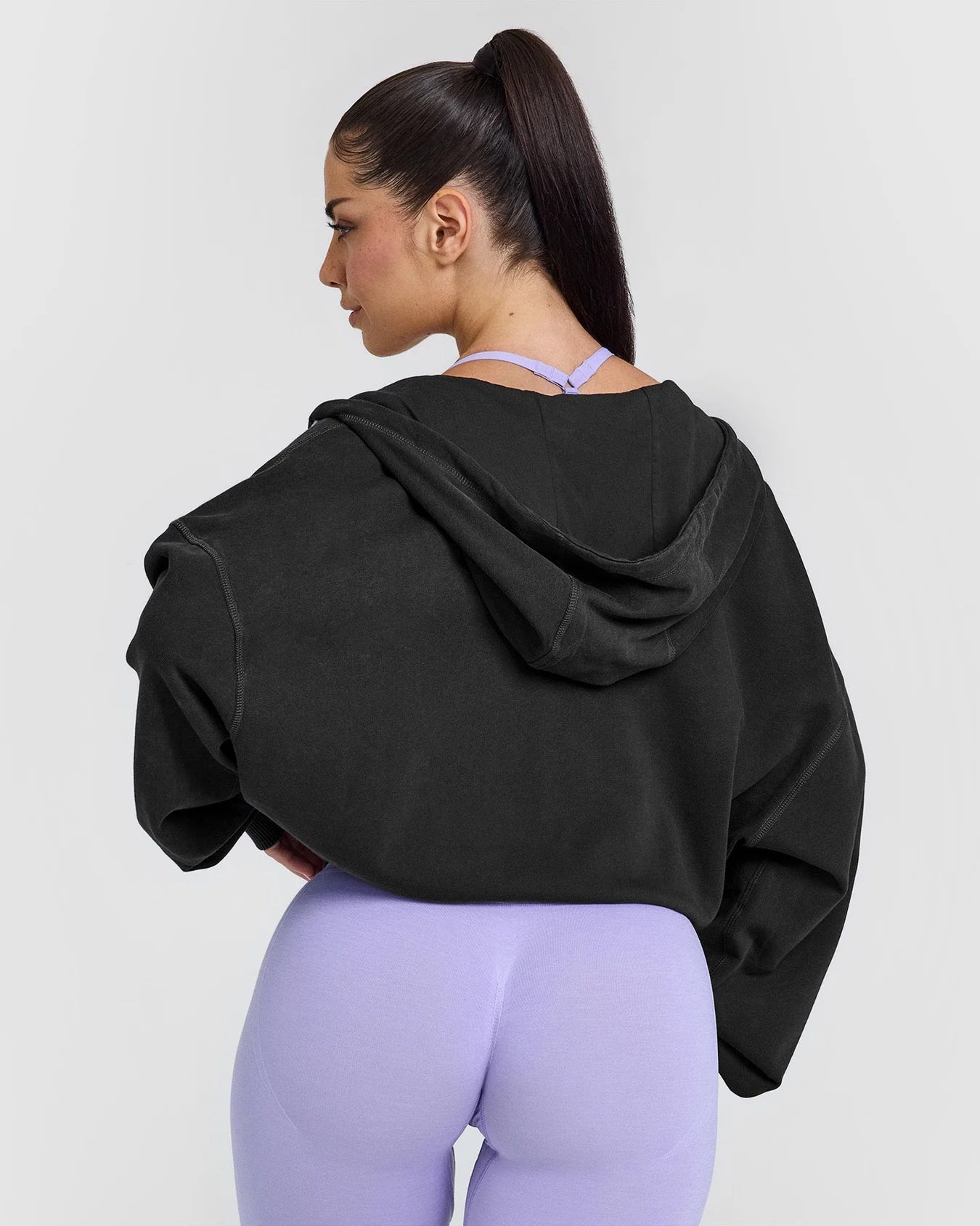 ONER ACTIVE RAW LOUNGE CROP ZIP THROUGH HOODIE WITH GRAPHIC