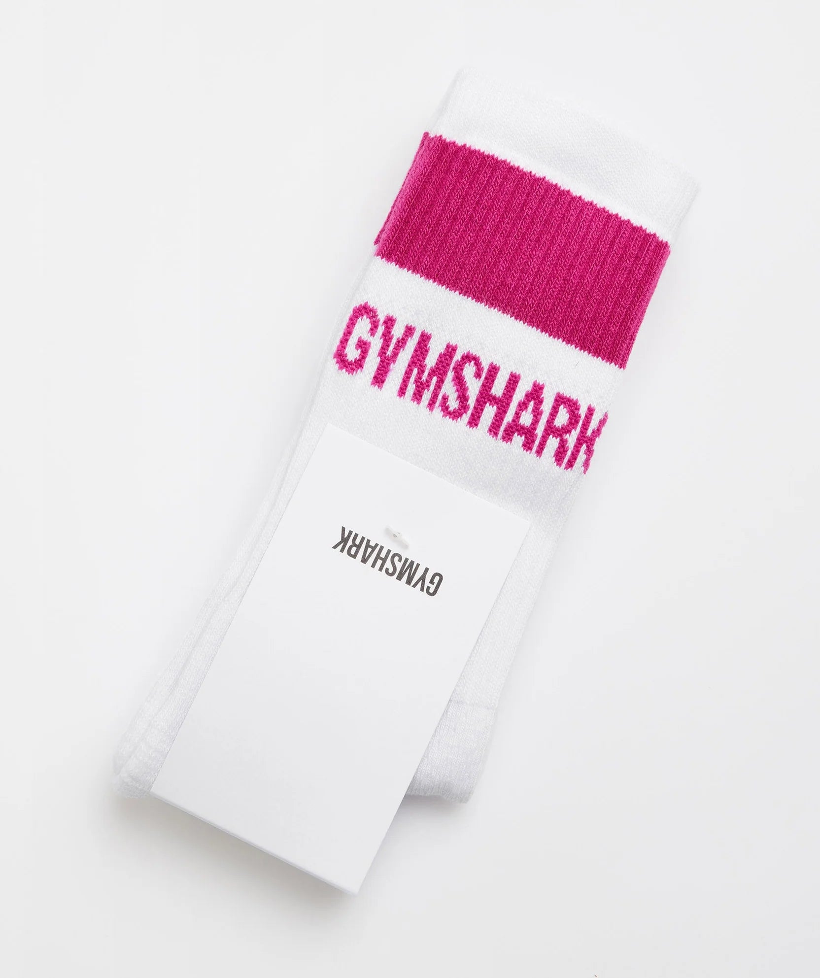 Gymshark Premium Jacquard Single Socks 1Pk - White/Magenta Pink - Azula sportswear