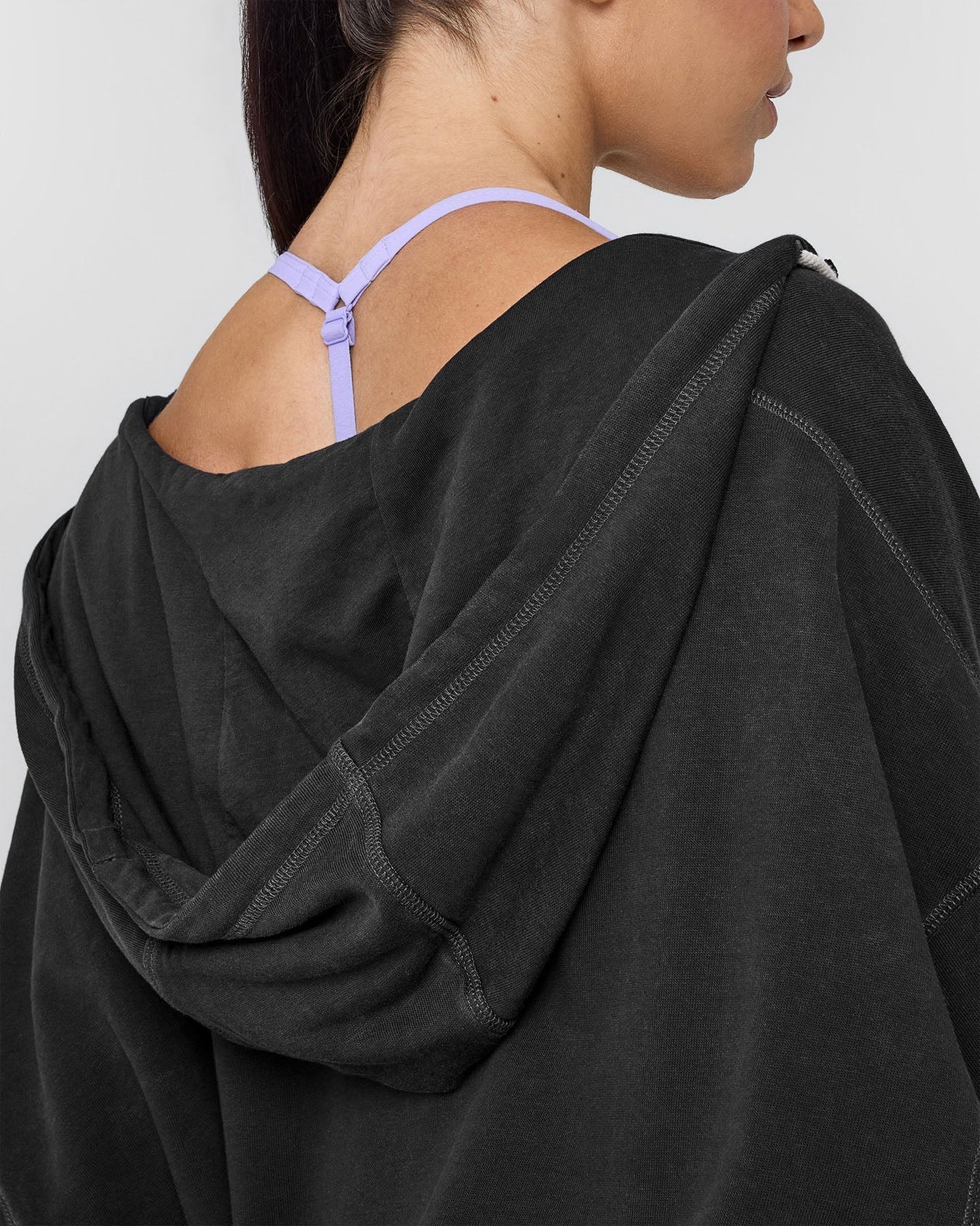 ONER ACTIVE RAW LOUNGE CROP ZIP THROUGH HOODIE WITH GRAPHIC