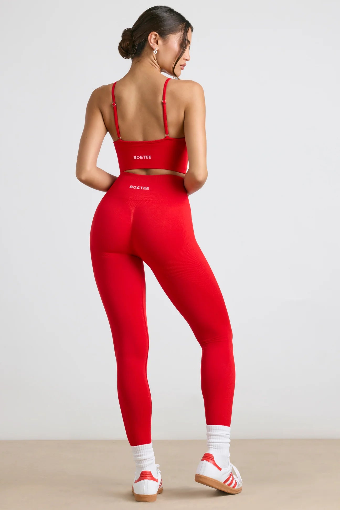BO+TEE High-Waist Define Luxe Leggings in Red - Azula sportswear