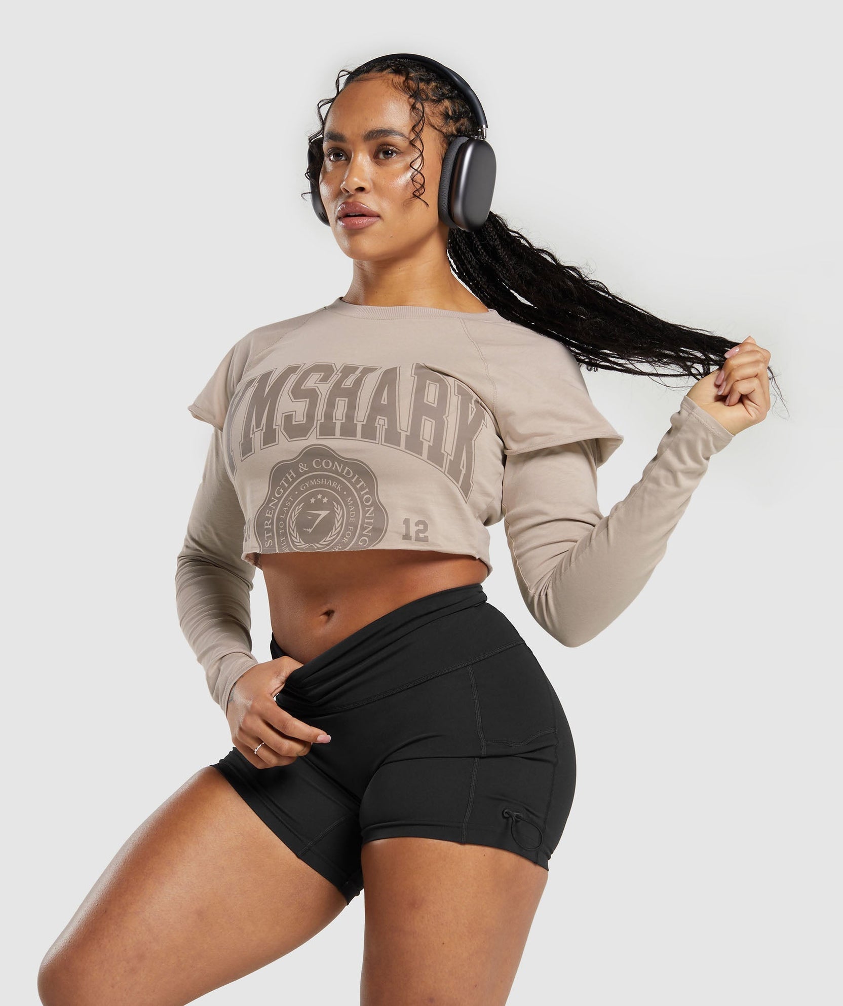 GYMSHARK LIFTING 2 IN 1 LONG SLEEVE CROP TOP - Azula sportswear