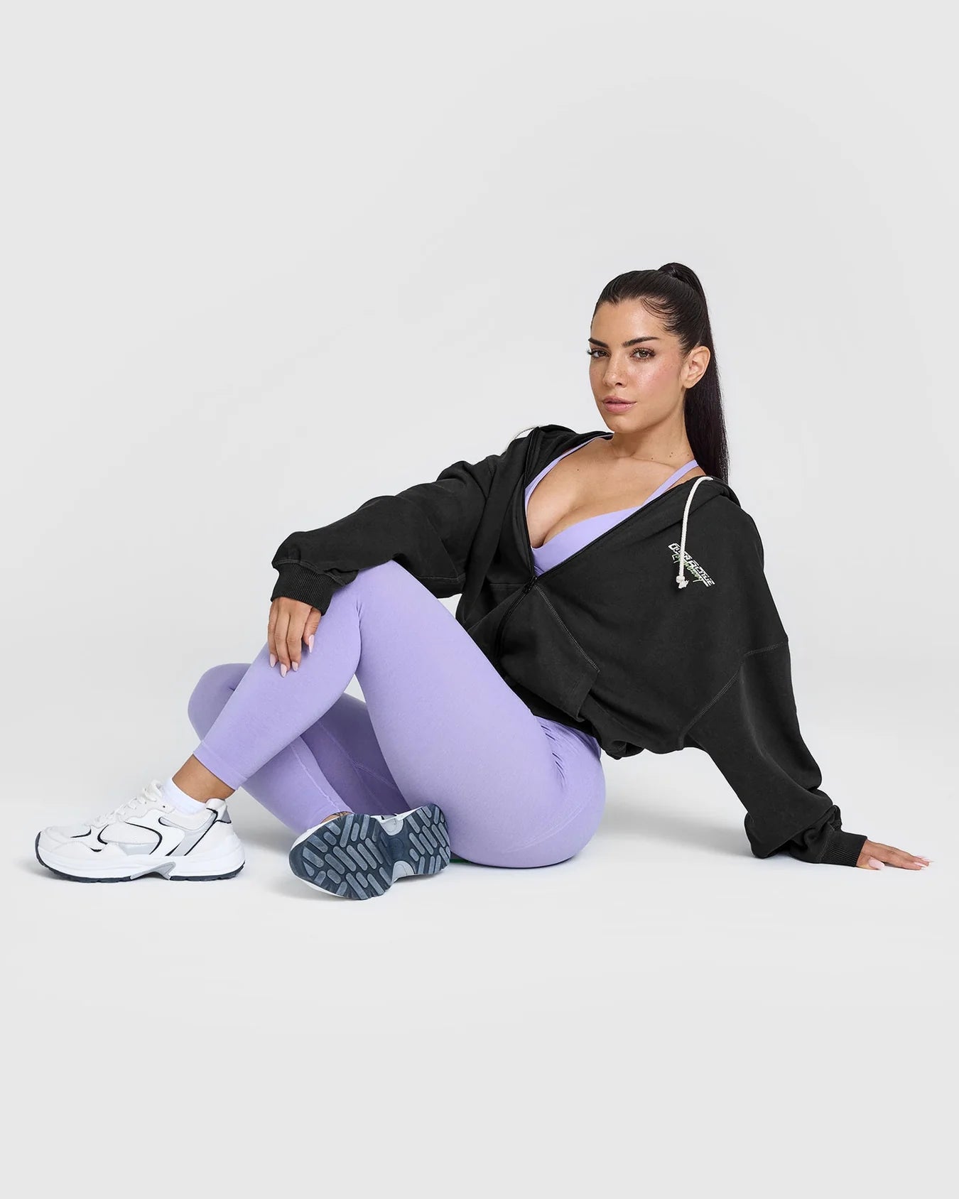 ONER ACTIVE RAW LOUNGE CROP ZIP THROUGH HOODIE WITH GRAPHIC