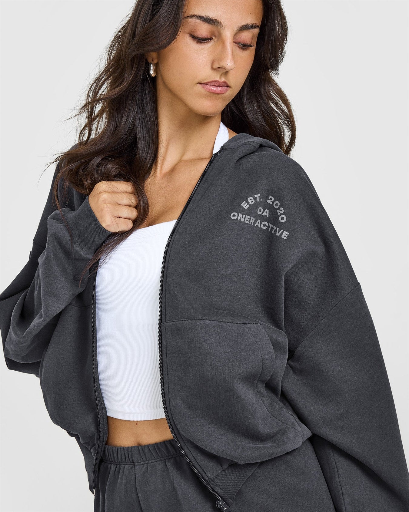 ONER ACTIVE LIGHTWEIGHT ZIP THROUGH HOODIE WITH GRAPHIC