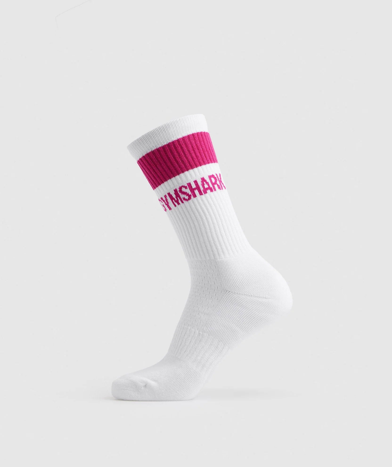 Gymshark Premium Jacquard Single Socks 1Pk - White/Magenta Pink - Azula sportswear