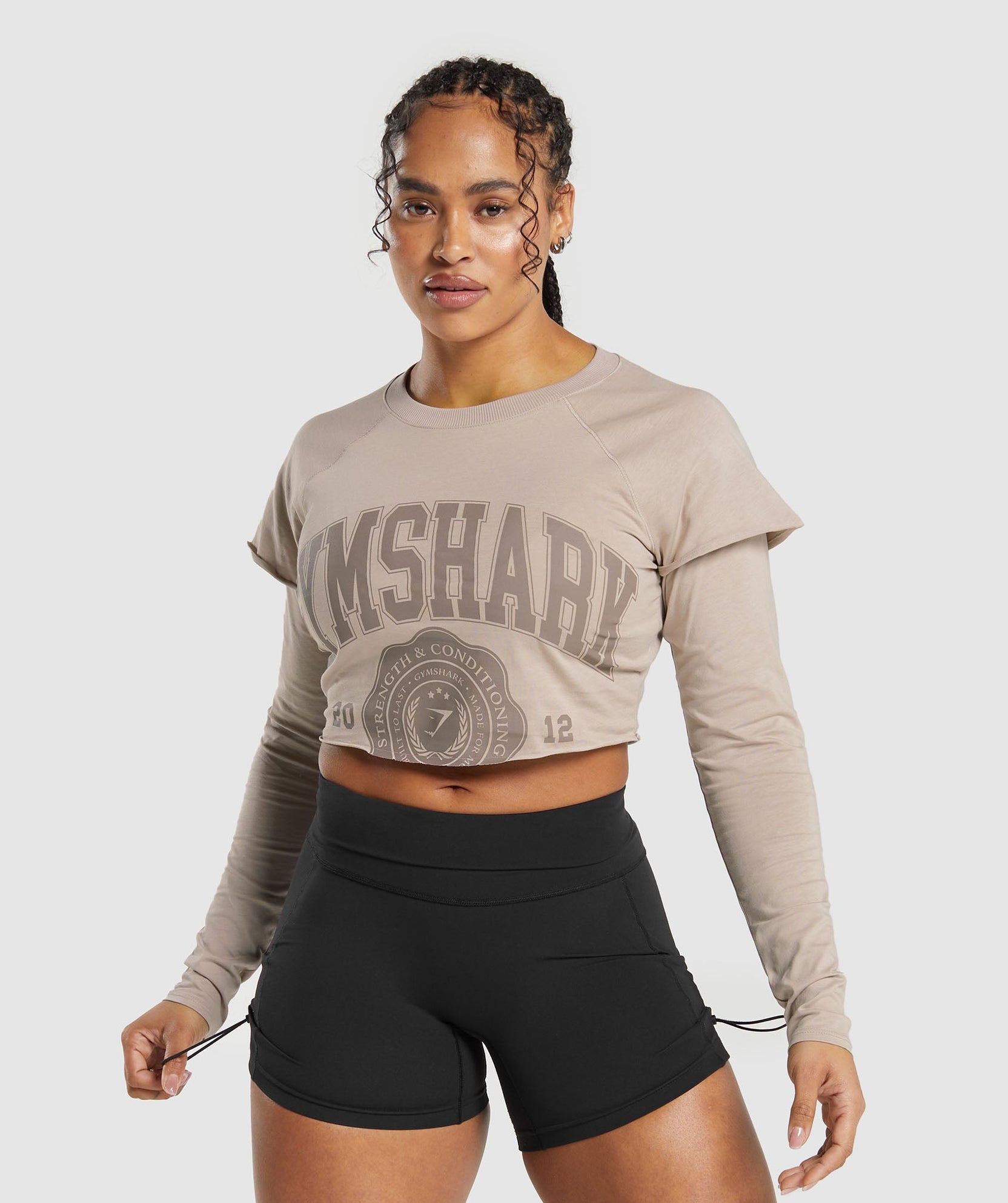 GYMSHARK LIFTING 2 IN 1 LONG SLEEVE CROP TOP - Azula sportswear