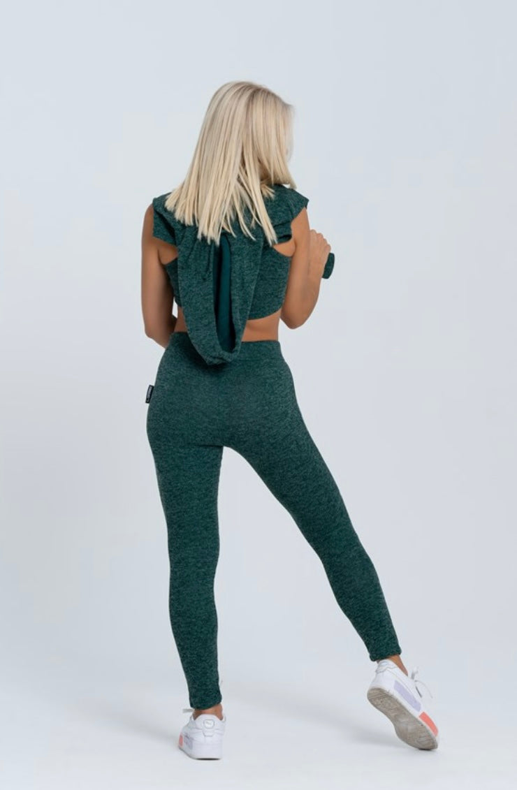 Gymwolves Women Track Suit Team | Set Of 3 | Bra | Hoodie | Bottom | | Green | - Azula sportswear