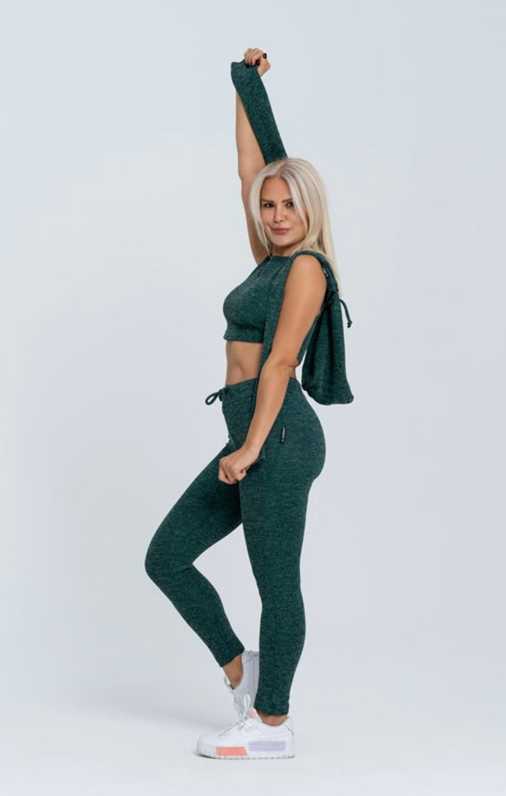 Gymwolves Women Track Suit Team | Set Of 3 | Bra | Hoodie | Bottom | | Green | - Azula sportswear