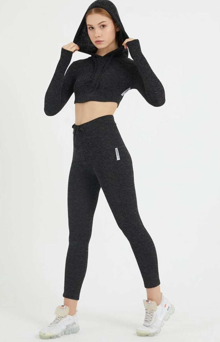 Gymwolves Women Track Suit Team | Set Of 3 | Bra | Hoodie | Bottom | | Black | - Azula sportswear