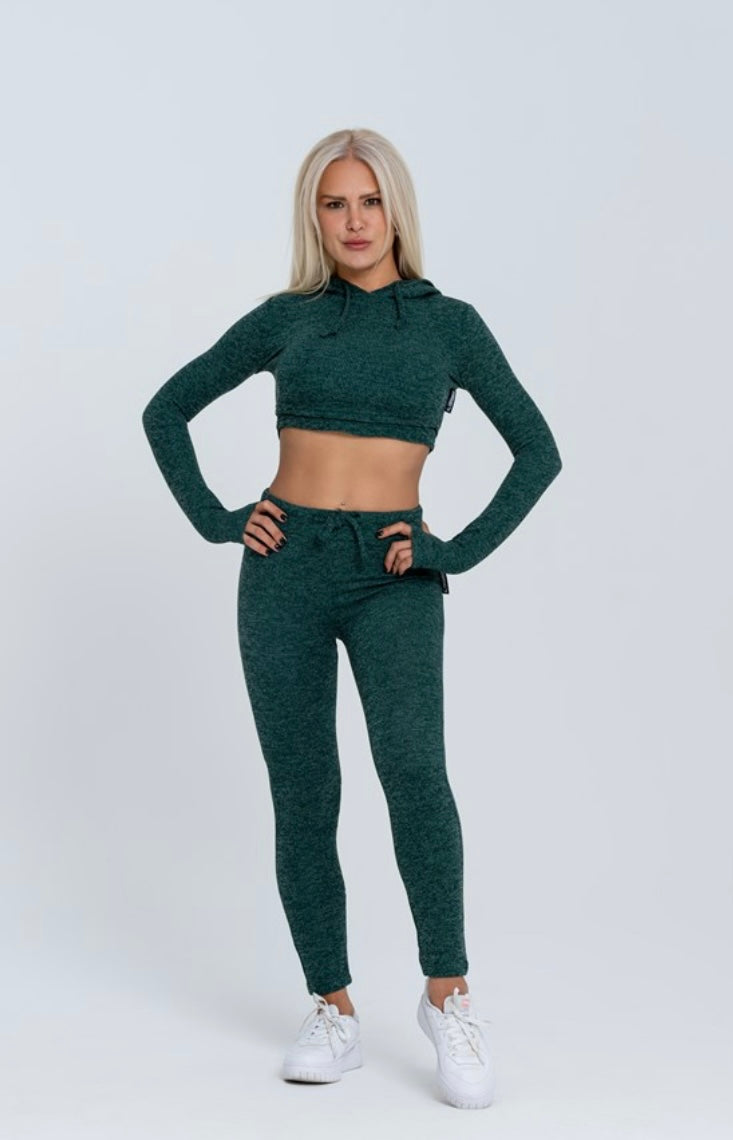 Gymwolves Women Track Suit Team | Set Of 3 | Bra | Hoodie | Bottom | | Green | - Azula sportswear