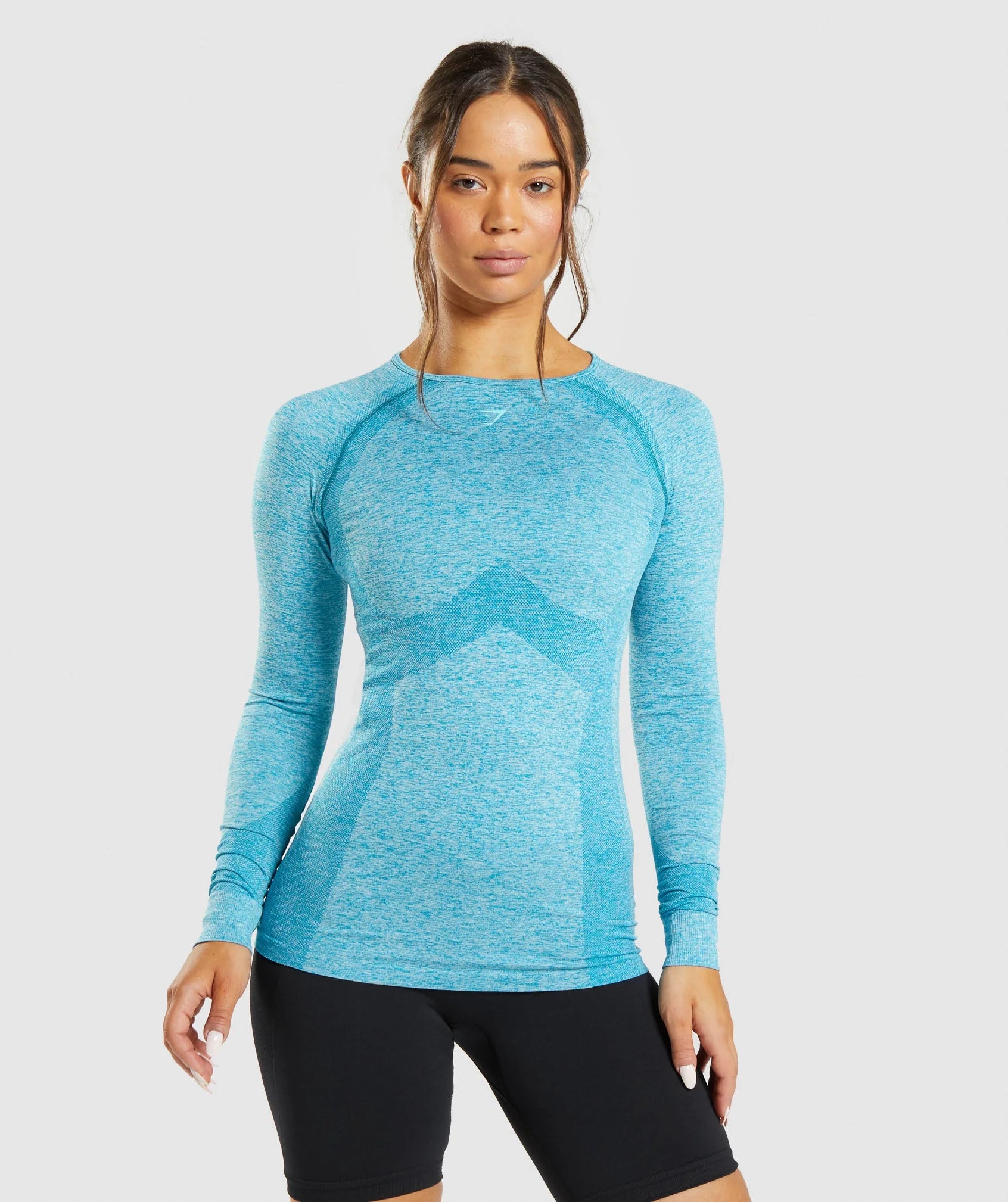Gymshark Flex Long Sleeve Top - Atlas Blue Marl - Azula sportswear