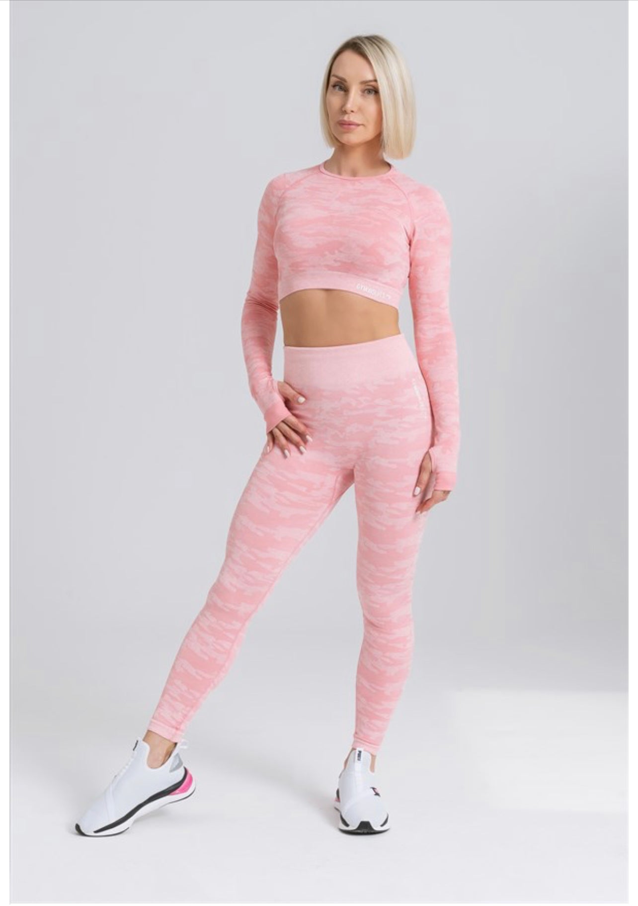 Gymwolves Women Long Sleeve Seamles Sports Tshirt Powder Pink | Crop Tops | Action Series | - Azula sportswear