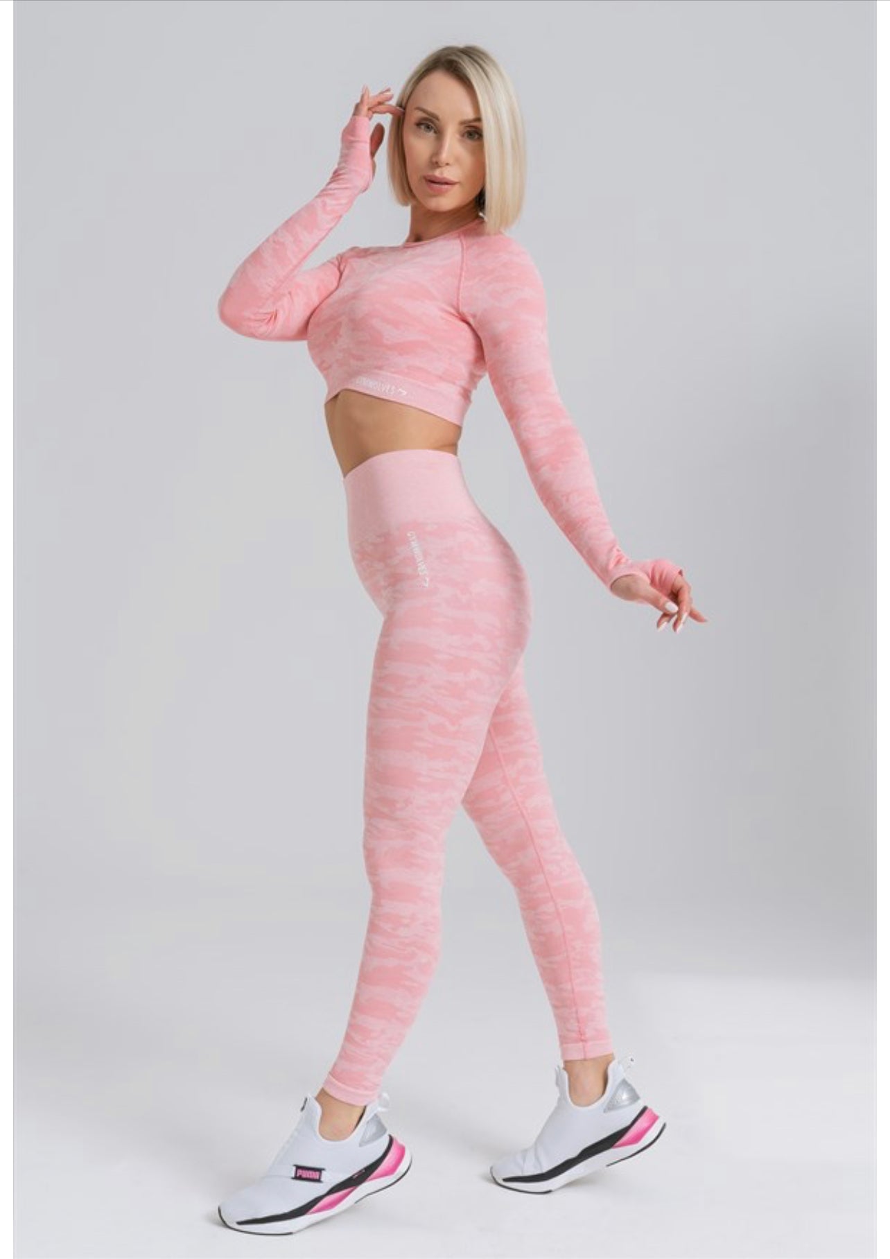 Gymwolves Women Long Sleeve Seamles Sports Tshirt Powder Pink | Crop Tops | Action Series | - Azula sportswear