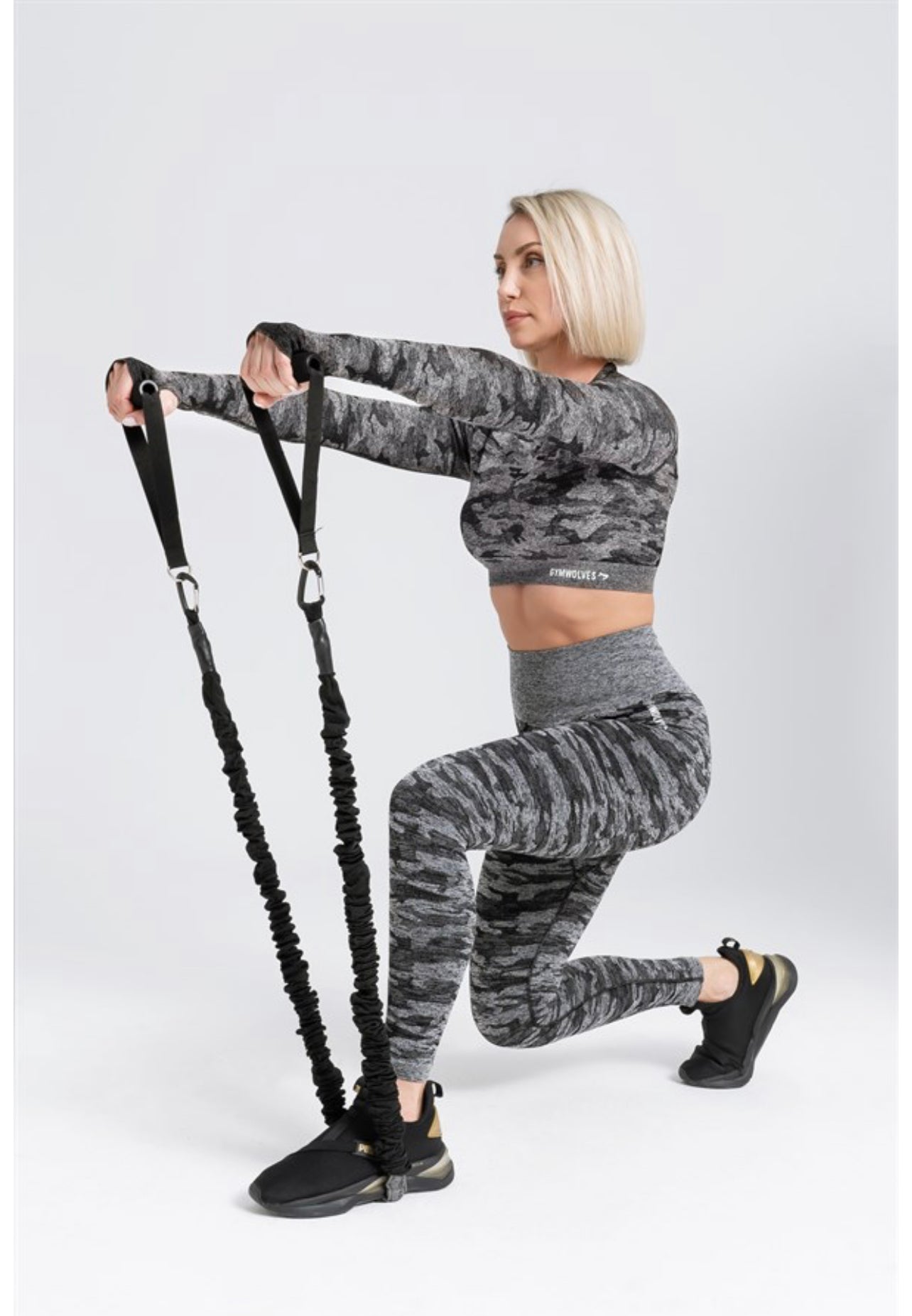 Gymwolves Women Seamless Sport Leggings | Black | Camouflage Pattern | Action Series | - Azula sportswear