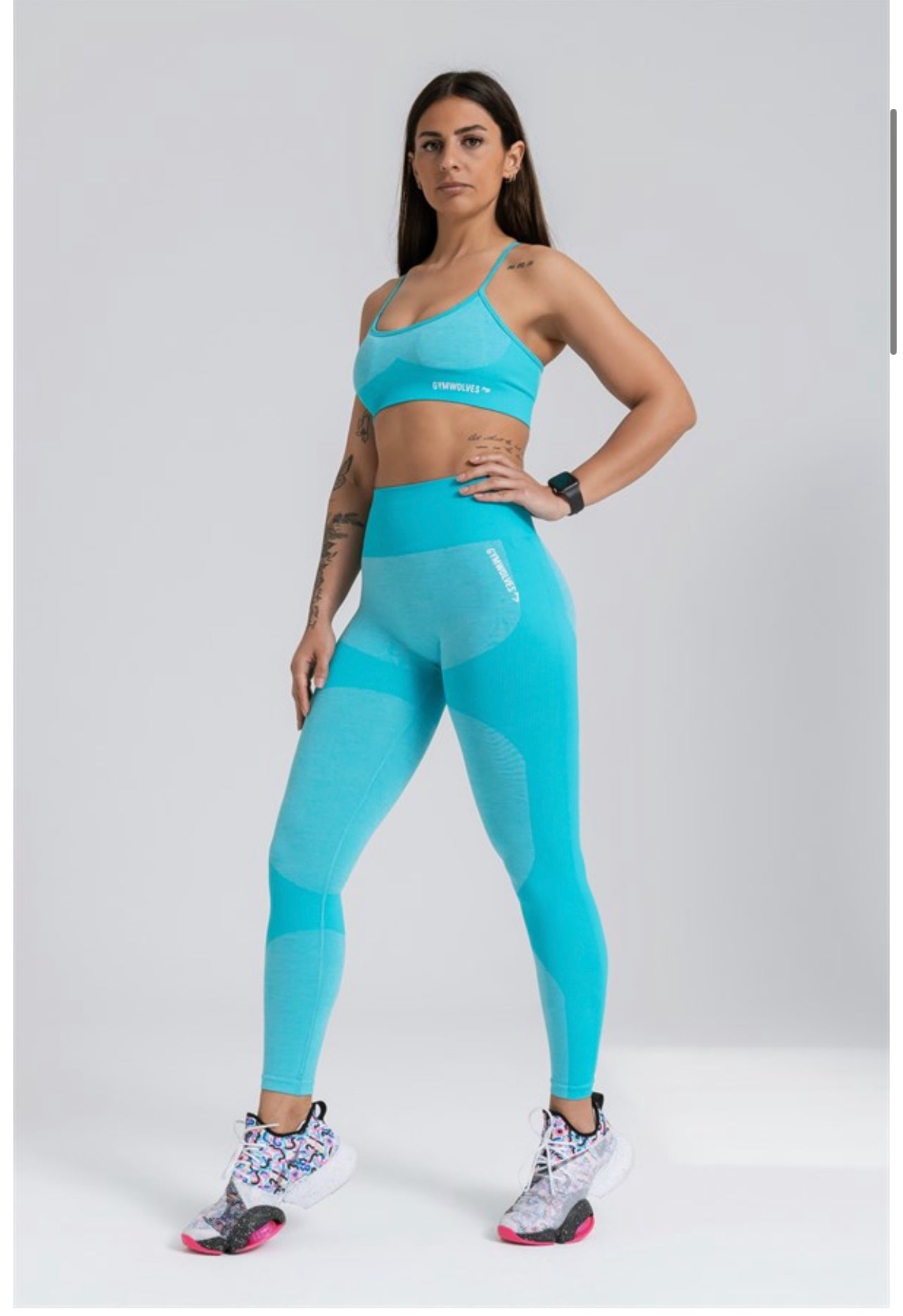 Gymwolves Women Seamless Sport Leggings | Turquoise | Strong Series | - Azula sportswear