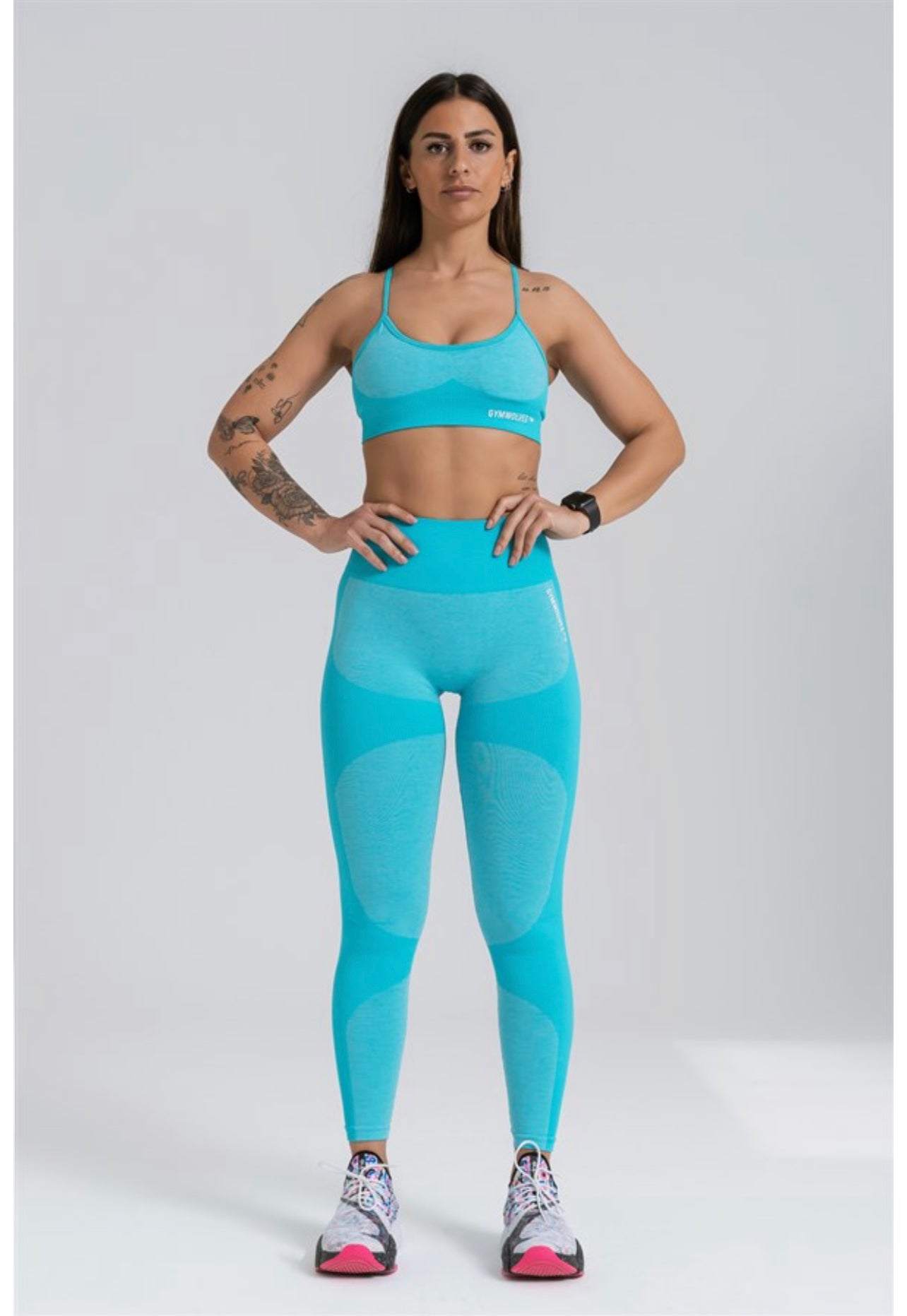 Gymwolves Women Seamless Sport Leggings | Turquoise | Strong Series | - Azula sportswear