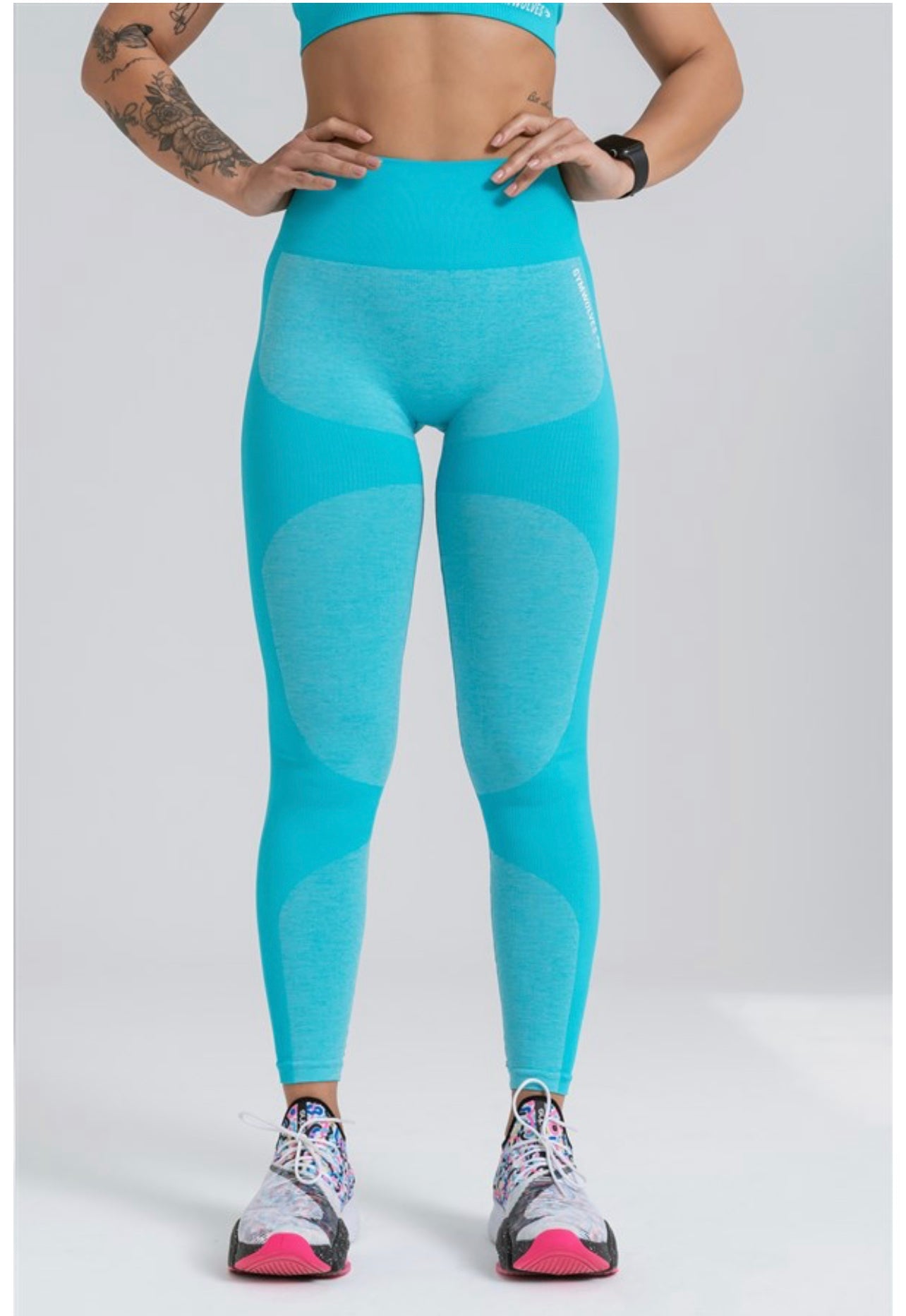 Gymwolves Women Seamless Sport Leggings | Turquoise | Strong Series | - Azula sportswear