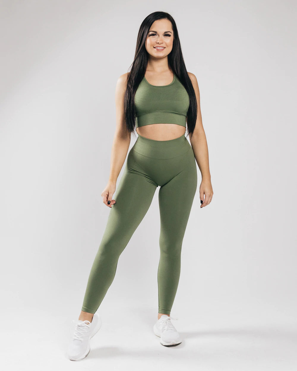 ALPHALETE AMPLIFY DUSTY GREEN LEGGINGS WOMEN