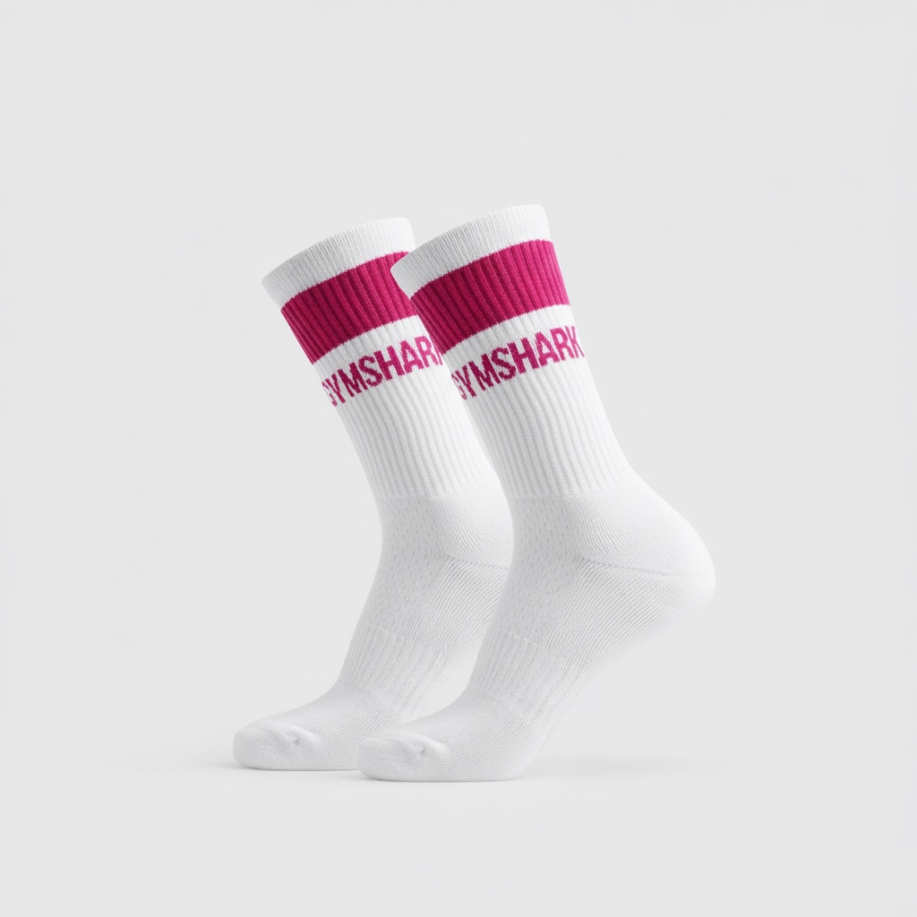 Gymshark Premium Jacquard Single Socks 1Pk - White/Magenta Pink
