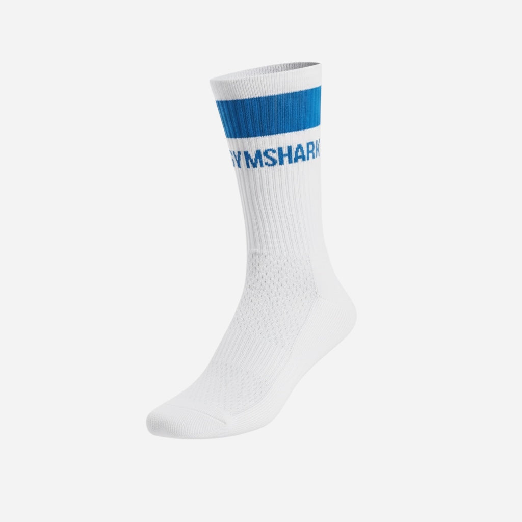 Gymshark Premium Jacquard Single Socks 1Pk - White/Meridian Blue