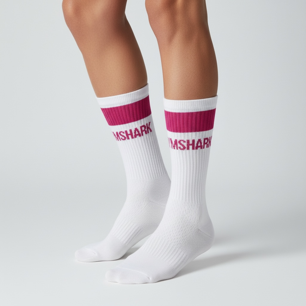 Gymshark Premium Jacquard Single Socks 1Pk - White/Magenta Pink