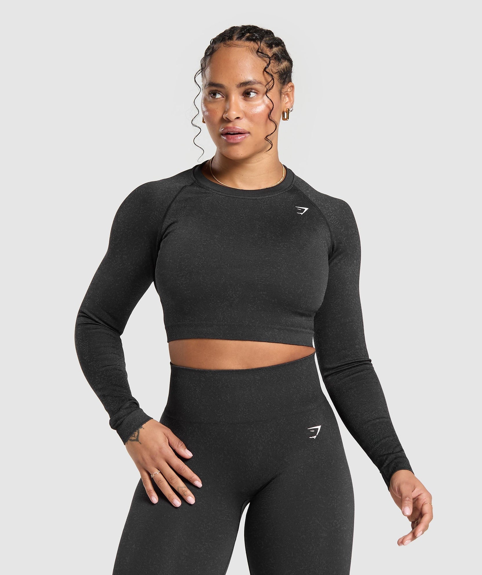 GYMSHARK ADAPT FLECK SEAMLESS LONG SLEEVE CROP TOP