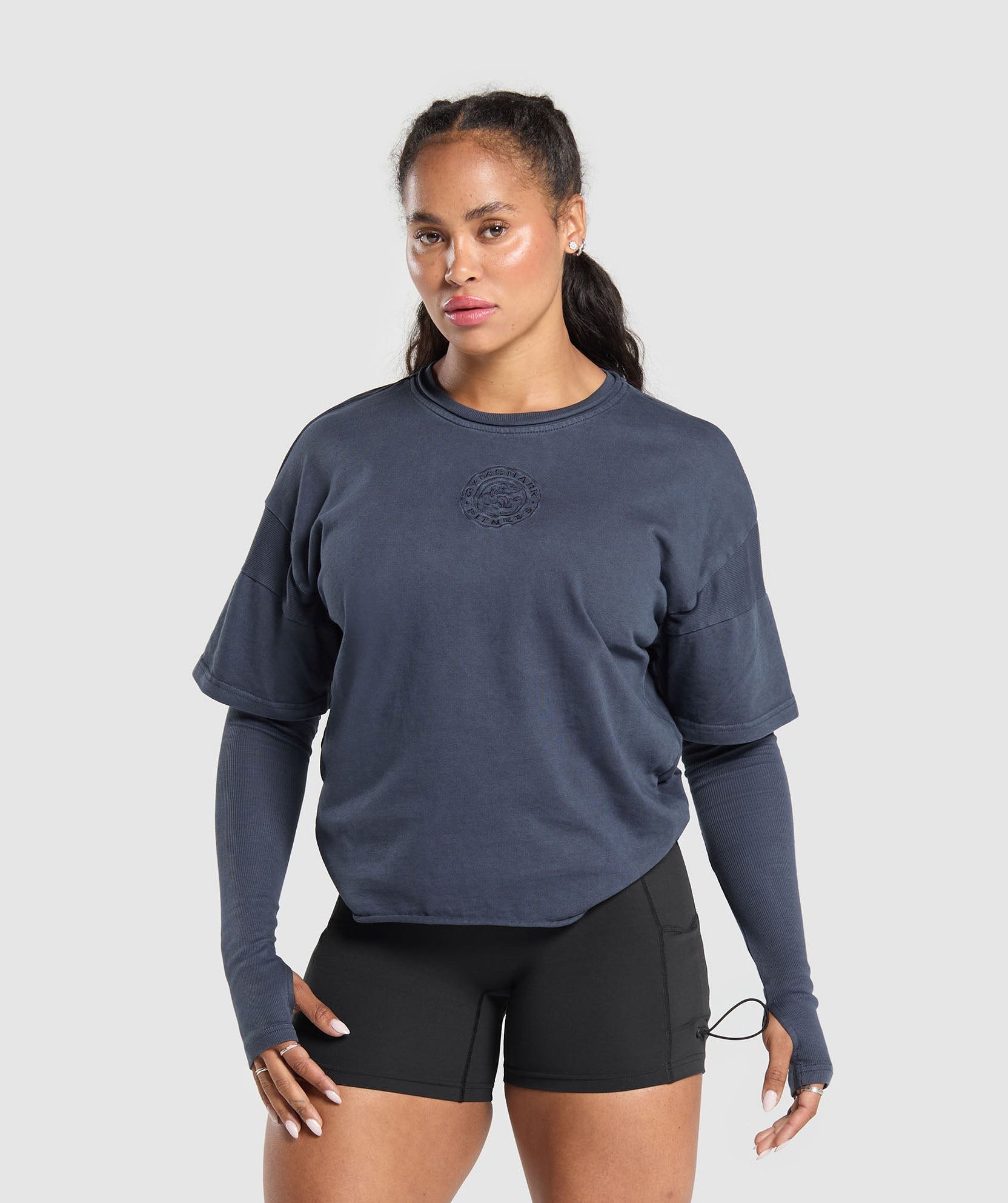 GYMSHARK PREMIUM LEGACY WASHED 2-IN-1 LONG SLEEVE