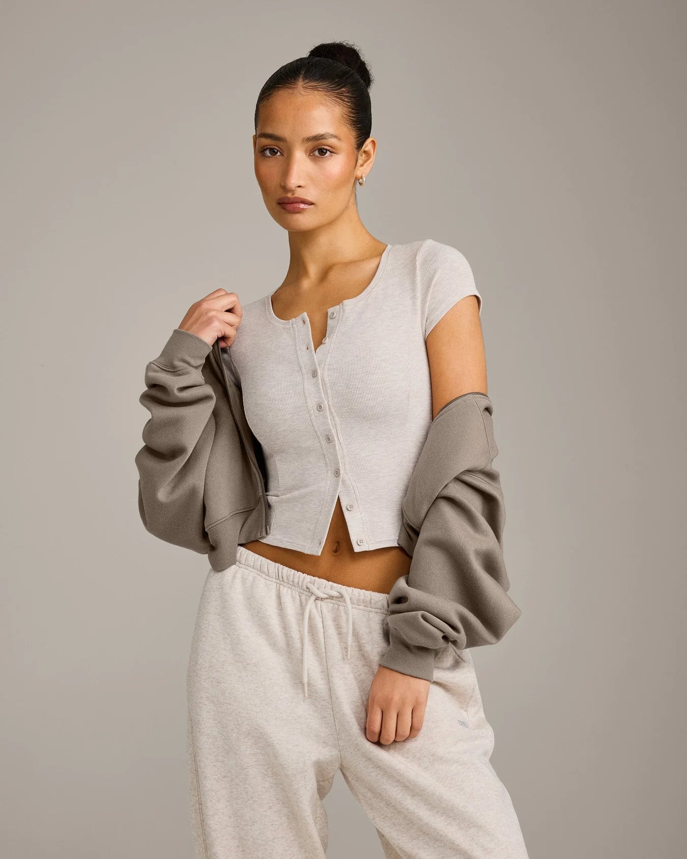 ONER ACTIVE MELLOW™ RIB MID SHORT SLEEVE CARDIGAN