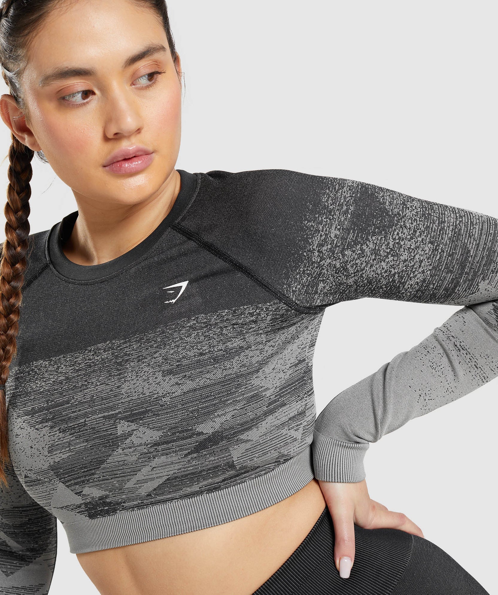 GYMSHARK ADAPT OMBRE SEAMLESS LONG SLEEVE CROP TOP