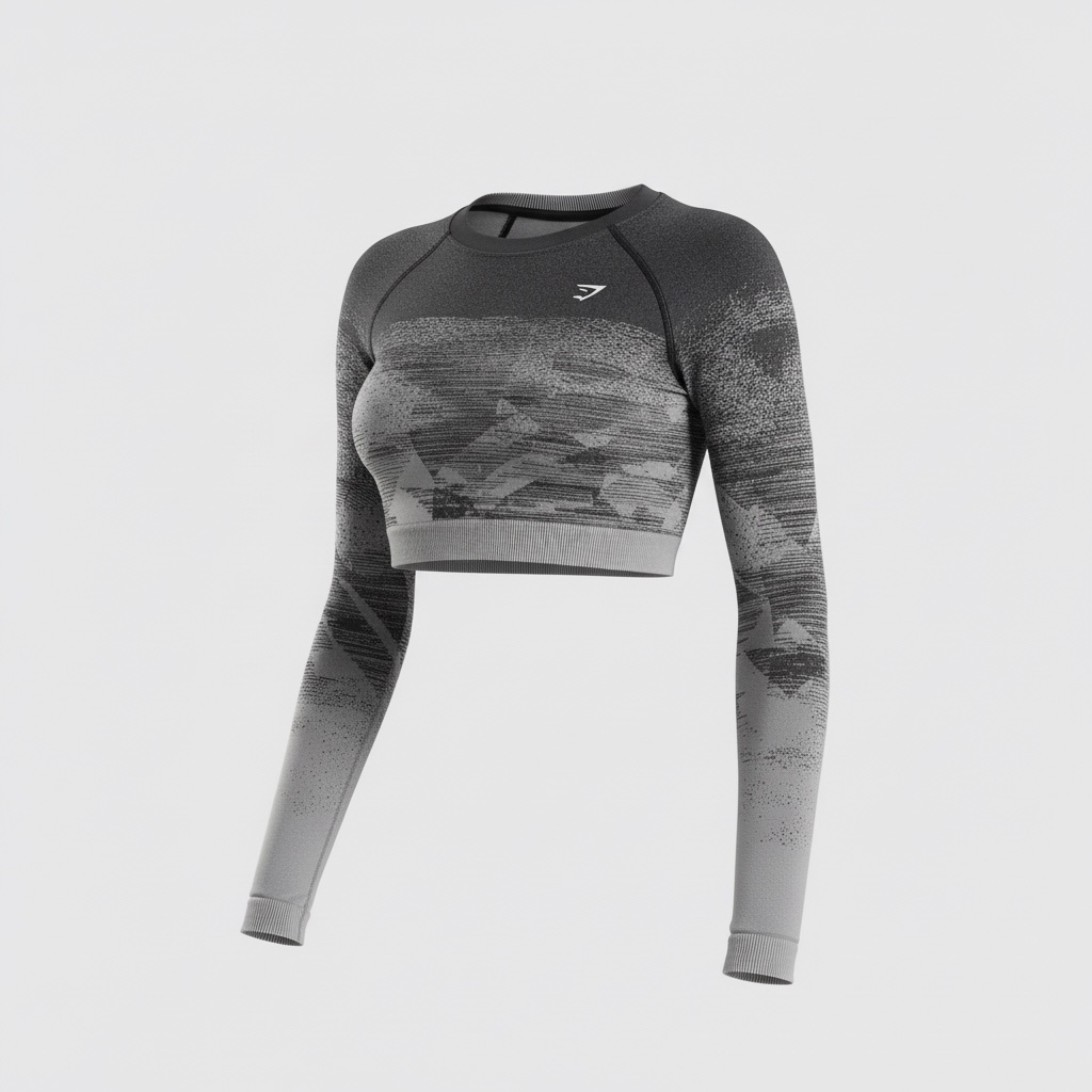 GYMSHARK ADAPT OMBRE SEAMLESS LONG SLEEVE CROP TOP