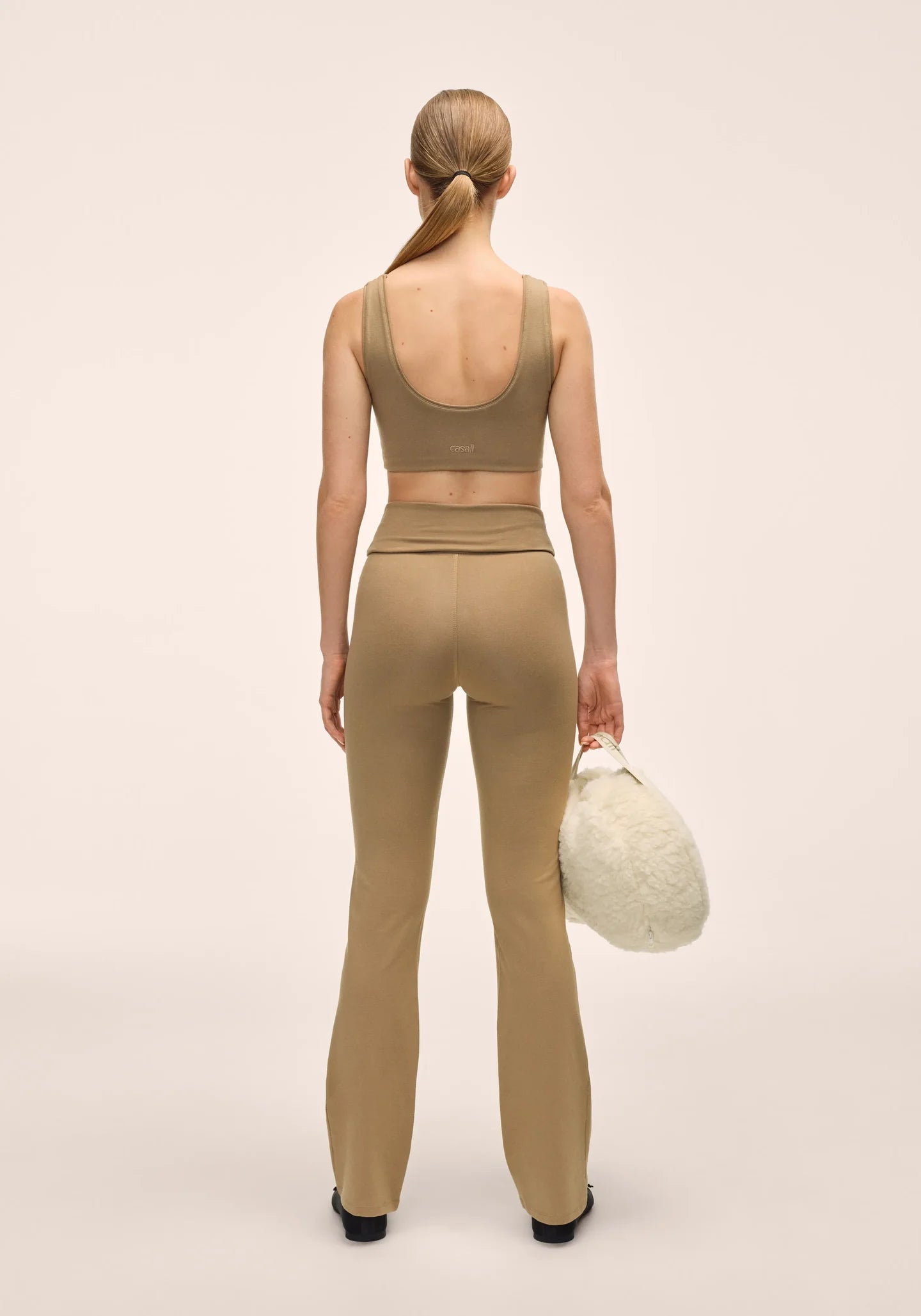 Casall Sublime Folded Flare Pants - Light Khaki