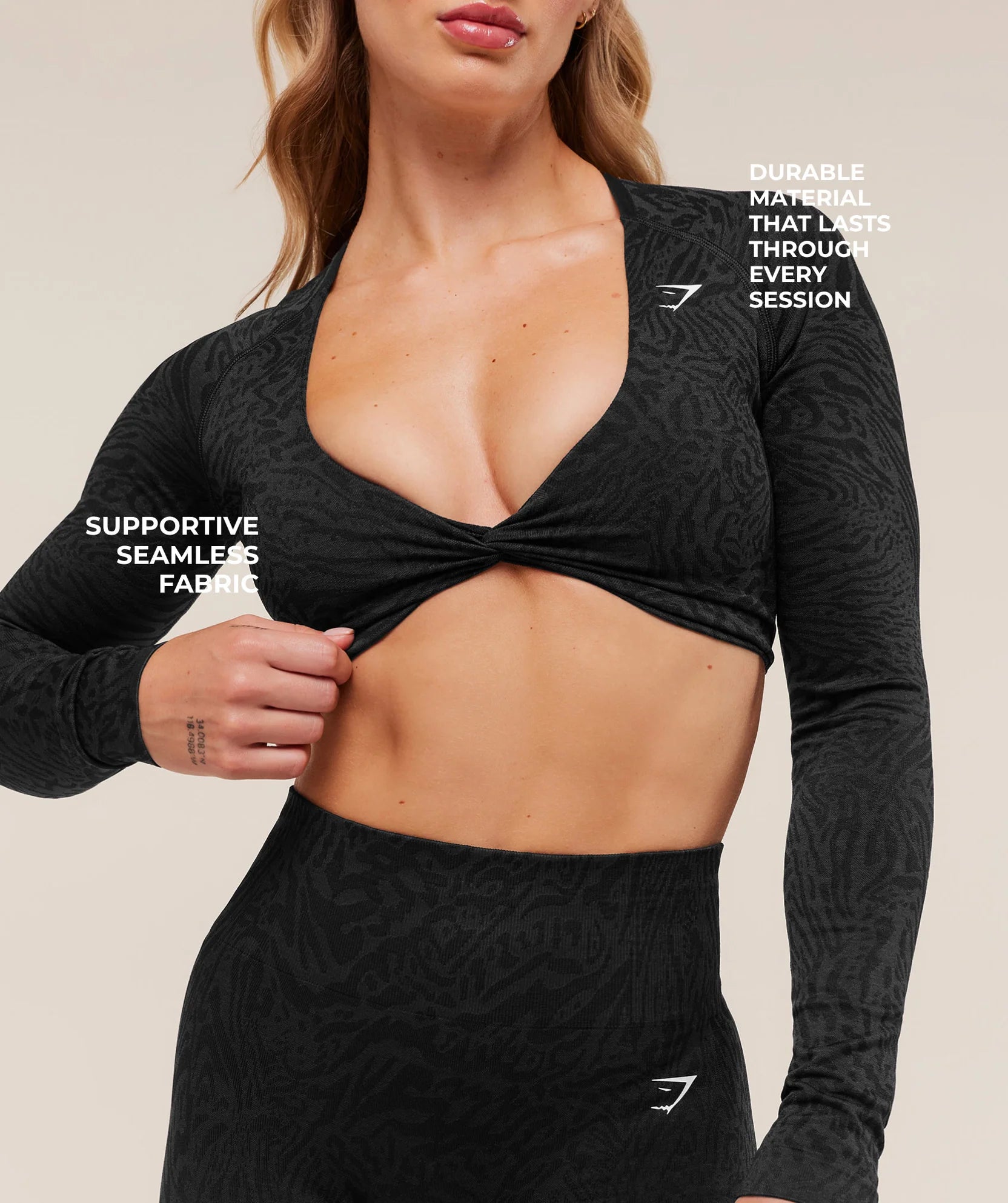 GYMSHARK ADAPT ANIMAL LONG SLEEVE CROP TOP