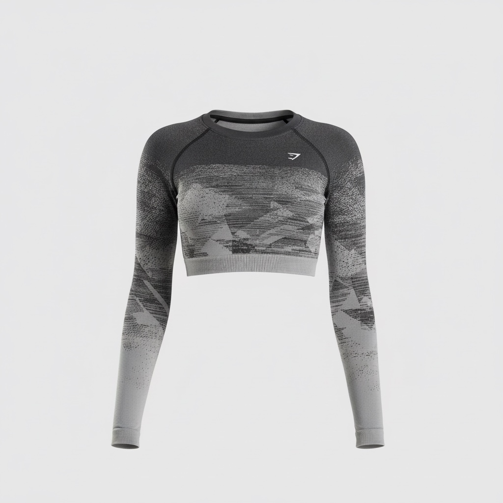 GYMSHARK ADAPT OMBRE SEAMLESS LONG SLEEVE CROP TOP