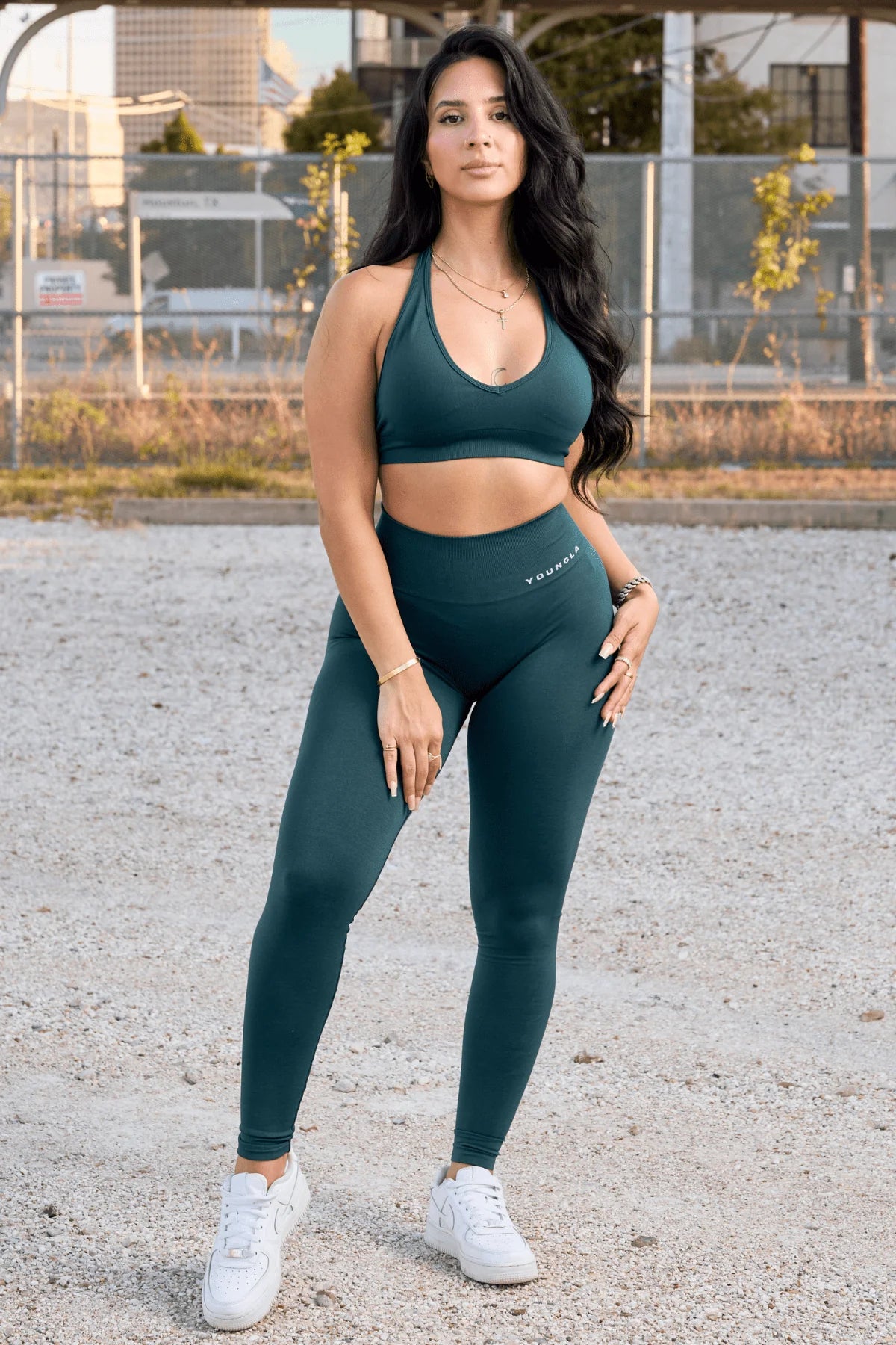 YOUNGLA W220 - CORE SEAMLESS LEGGINGS {Velvet Teal}