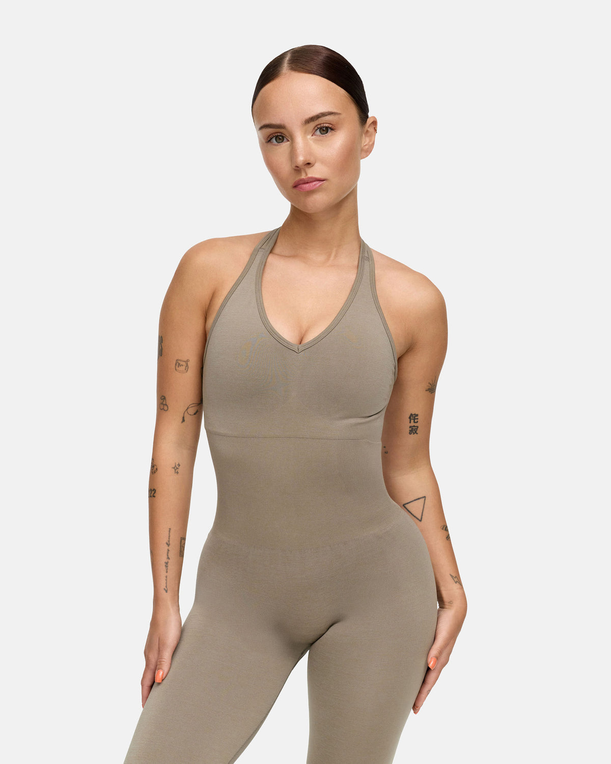 Oace Toned Halter Onesie Bodysuit (Long)