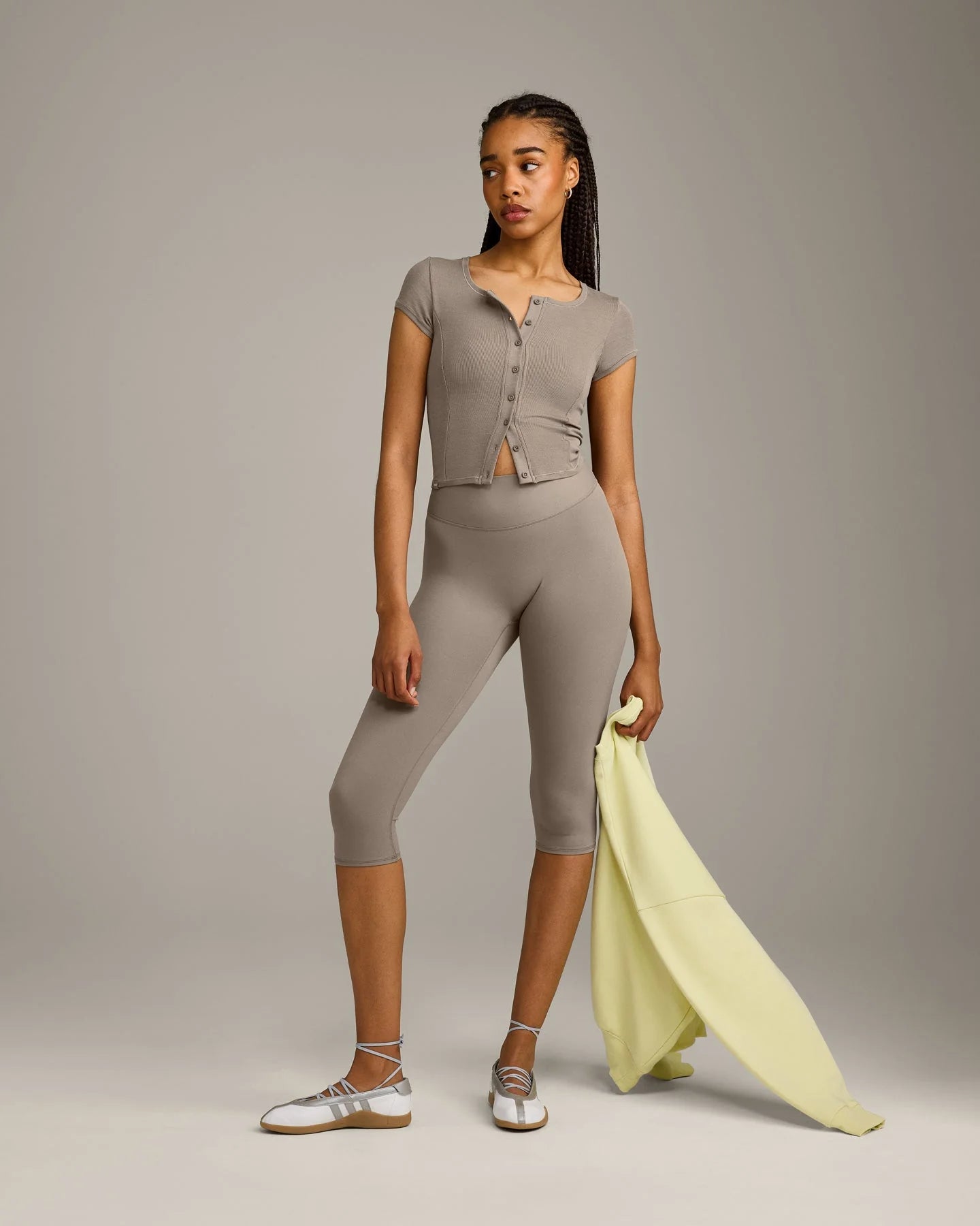 ONER ACTIVE MELLOW™ RIB MID SHORT SLEEVE CARDIGAN