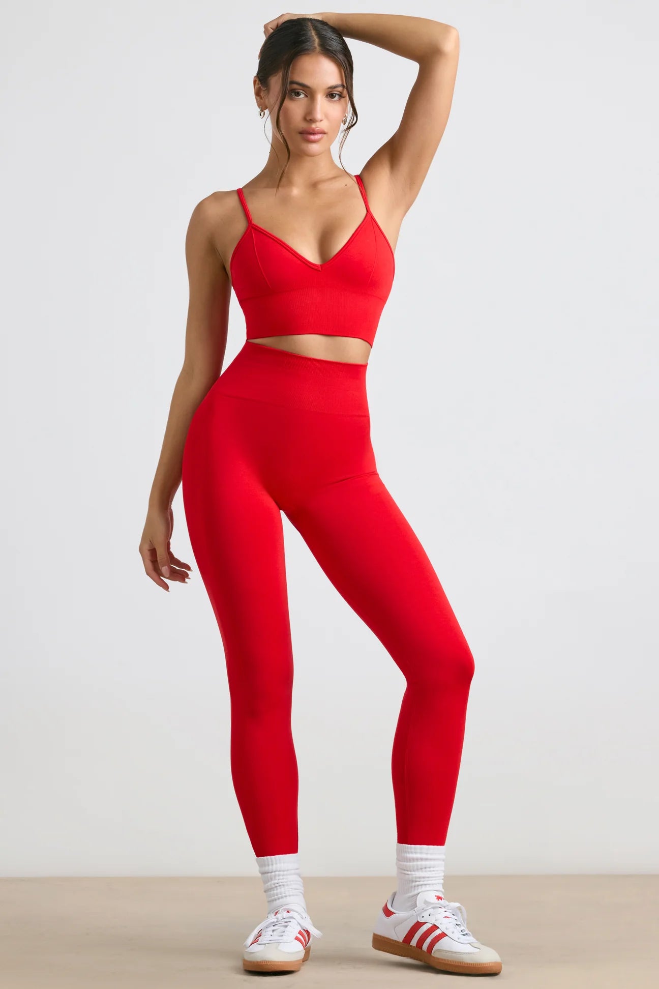 BO+TEE High-Waist Define Luxe Leggings in Red
