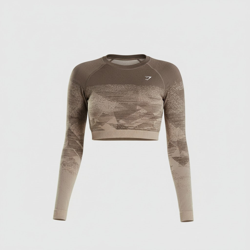 GYMSHARK ADAPT OMBRE SEAMLESS LONG SLEEVE CROP TOP
