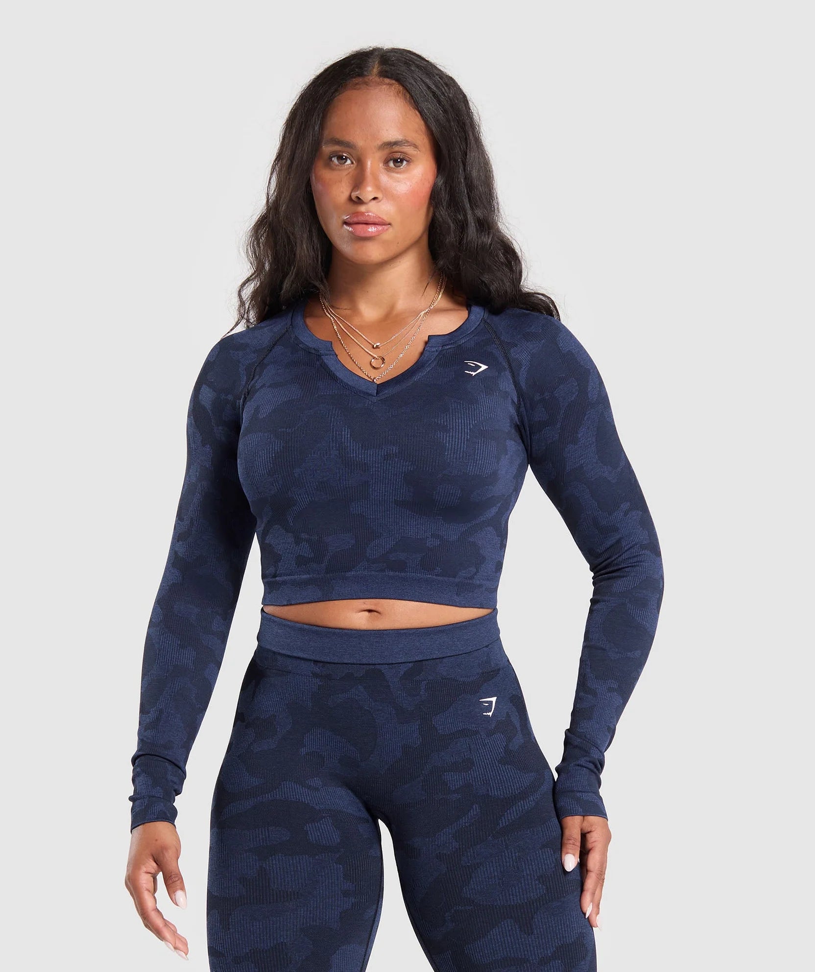 GYMSHARK ADAPT CAMO LONG SLEEVE CROP TOP