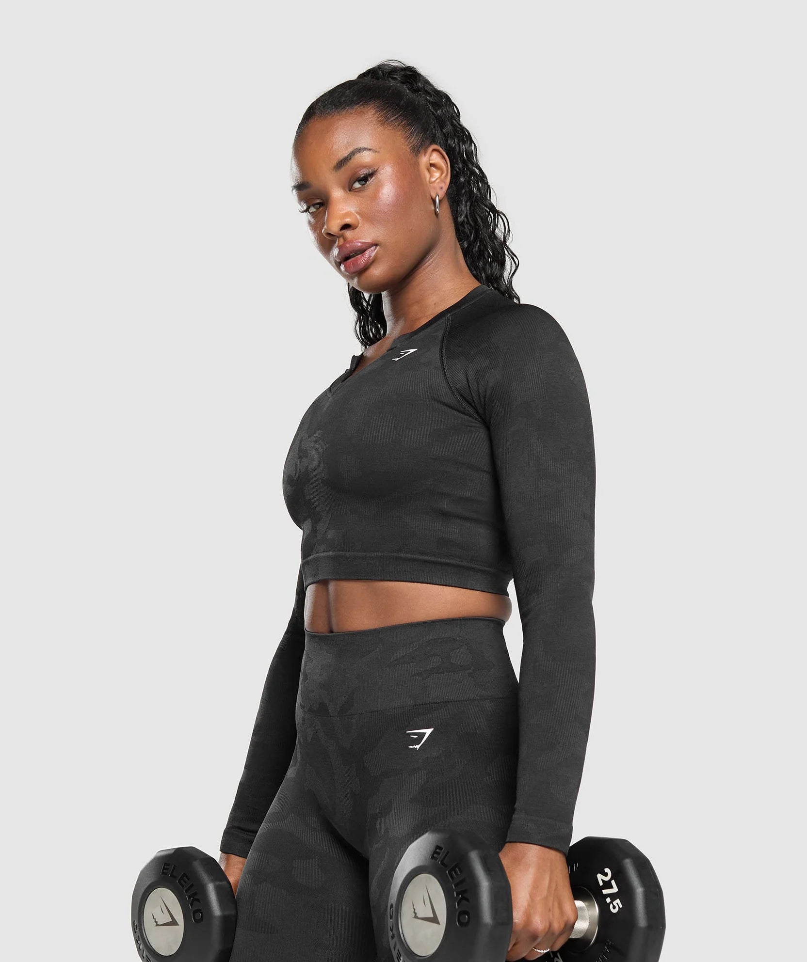 GYMSHARK ADAPT CAMO LONG SLEEVE CROP TOP