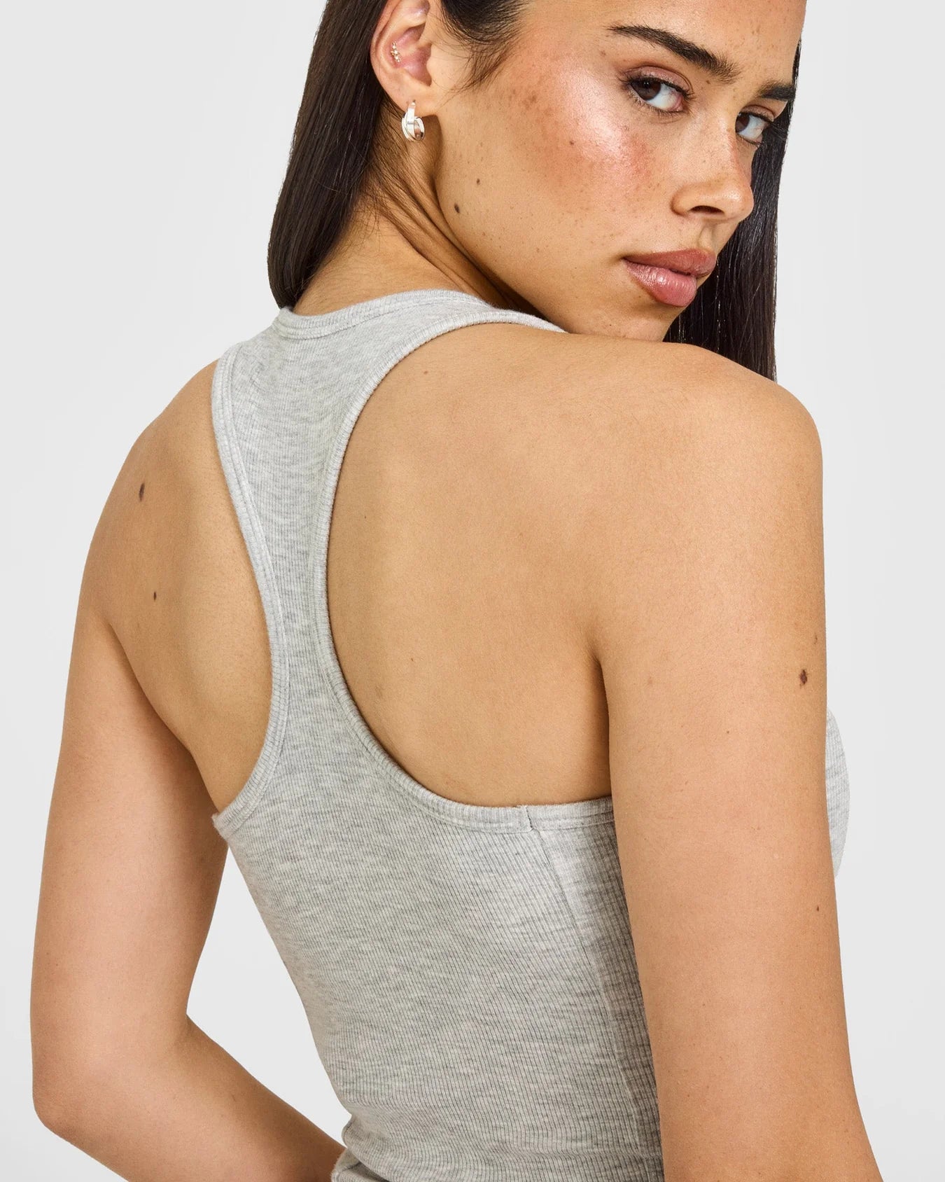 ONER ACTIVE MELLOW™ RIB ONER EMBROIDERED SQUARE NECK MID VEST WITH BUILT IN BRA SHELF