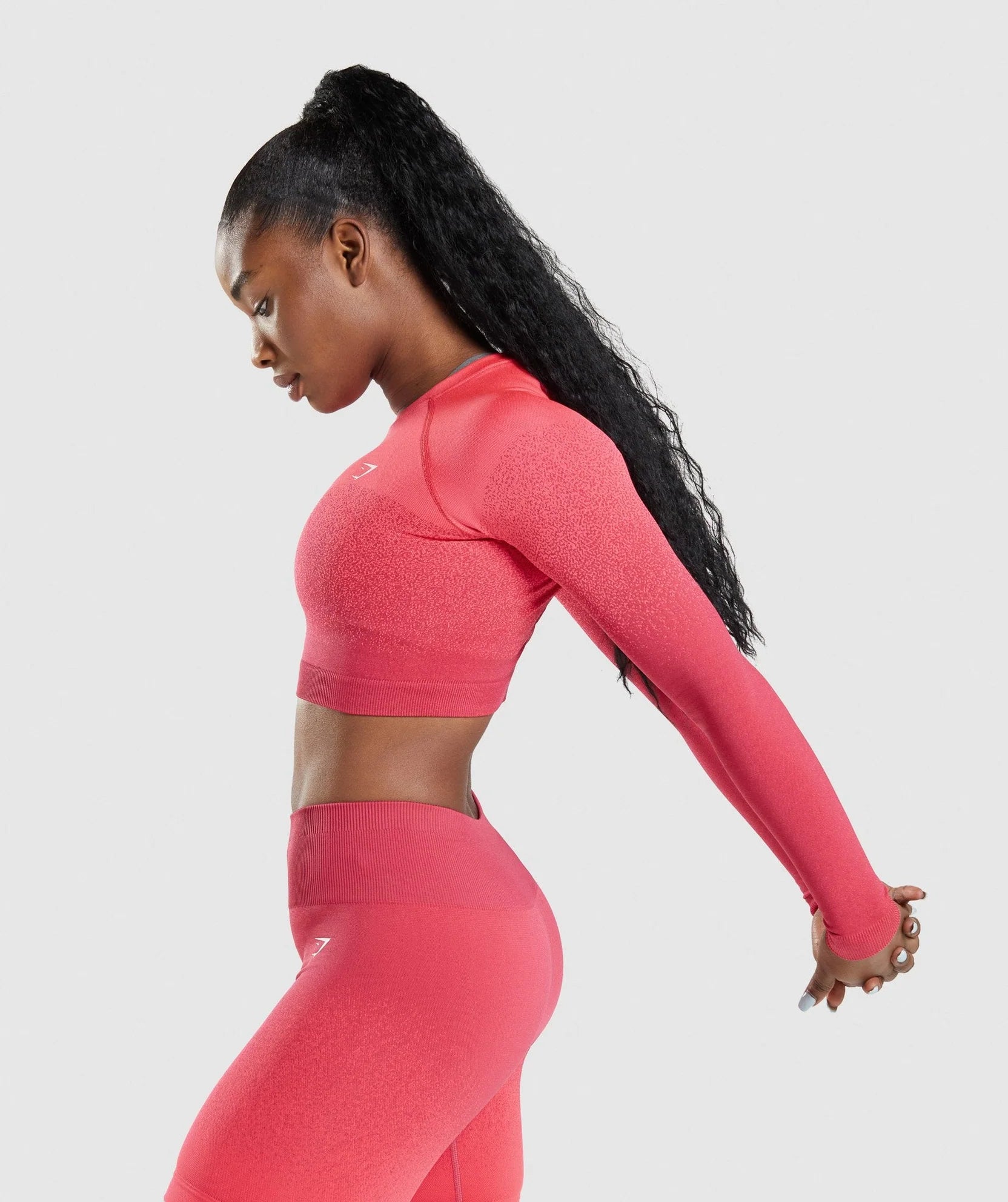 GYMSHARK ADAPT OMBRE SEAMLESS LONG SLEEVE CROP TOP