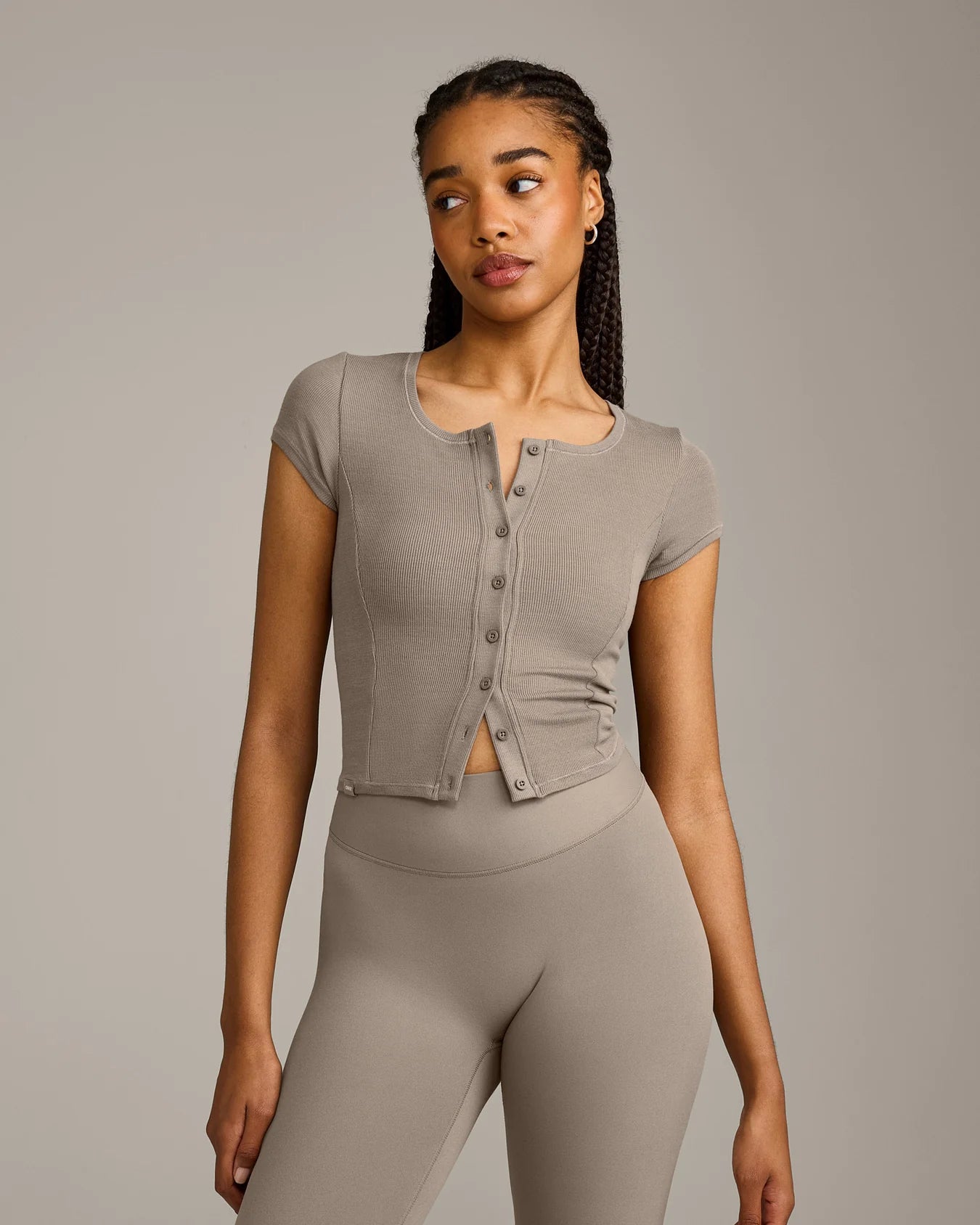 ONER ACTIVE MELLOW™ RIB MID SHORT SLEEVE CARDIGAN