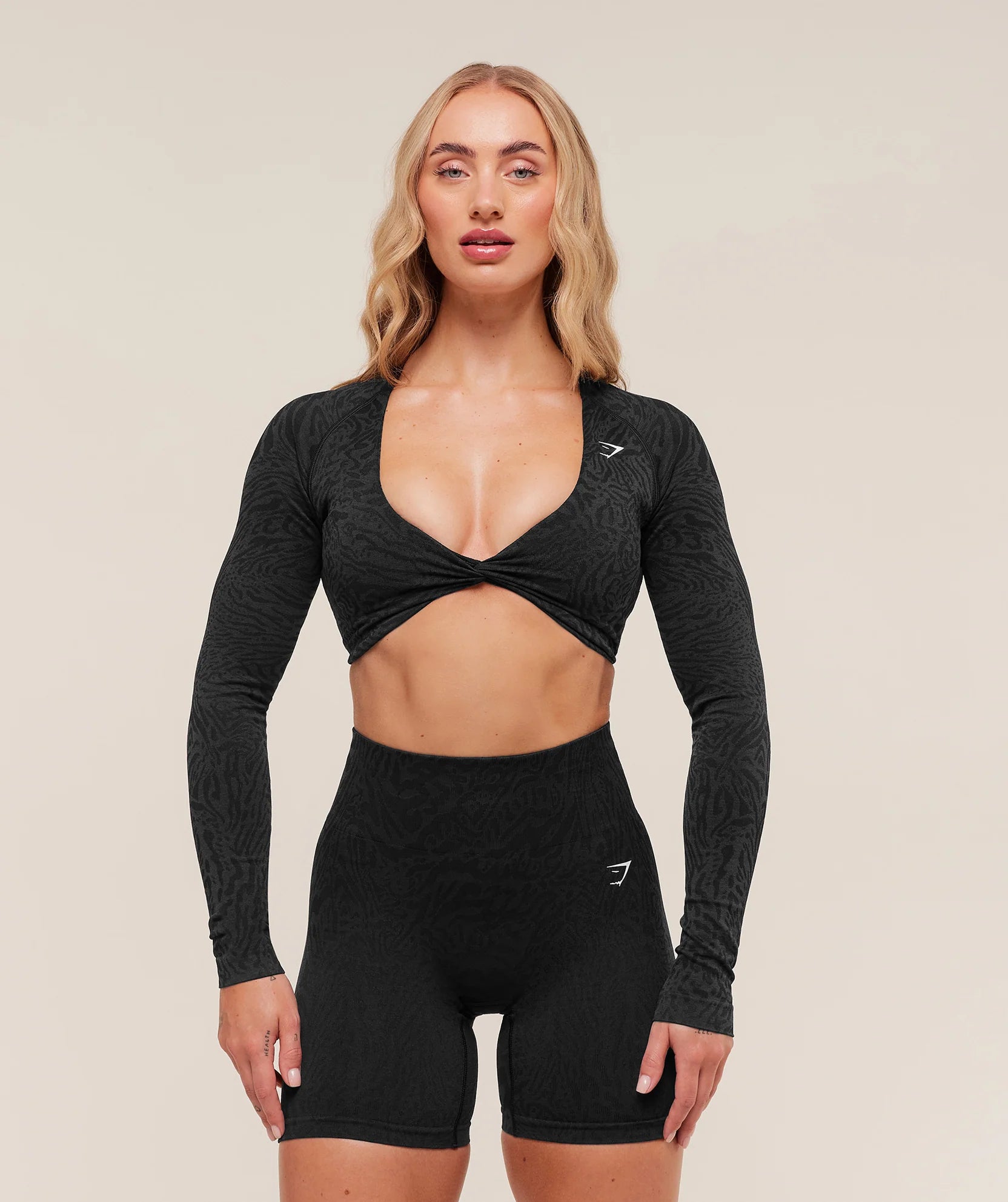 GYMSHARK ADAPT ANIMAL LONG SLEEVE CROP TOP