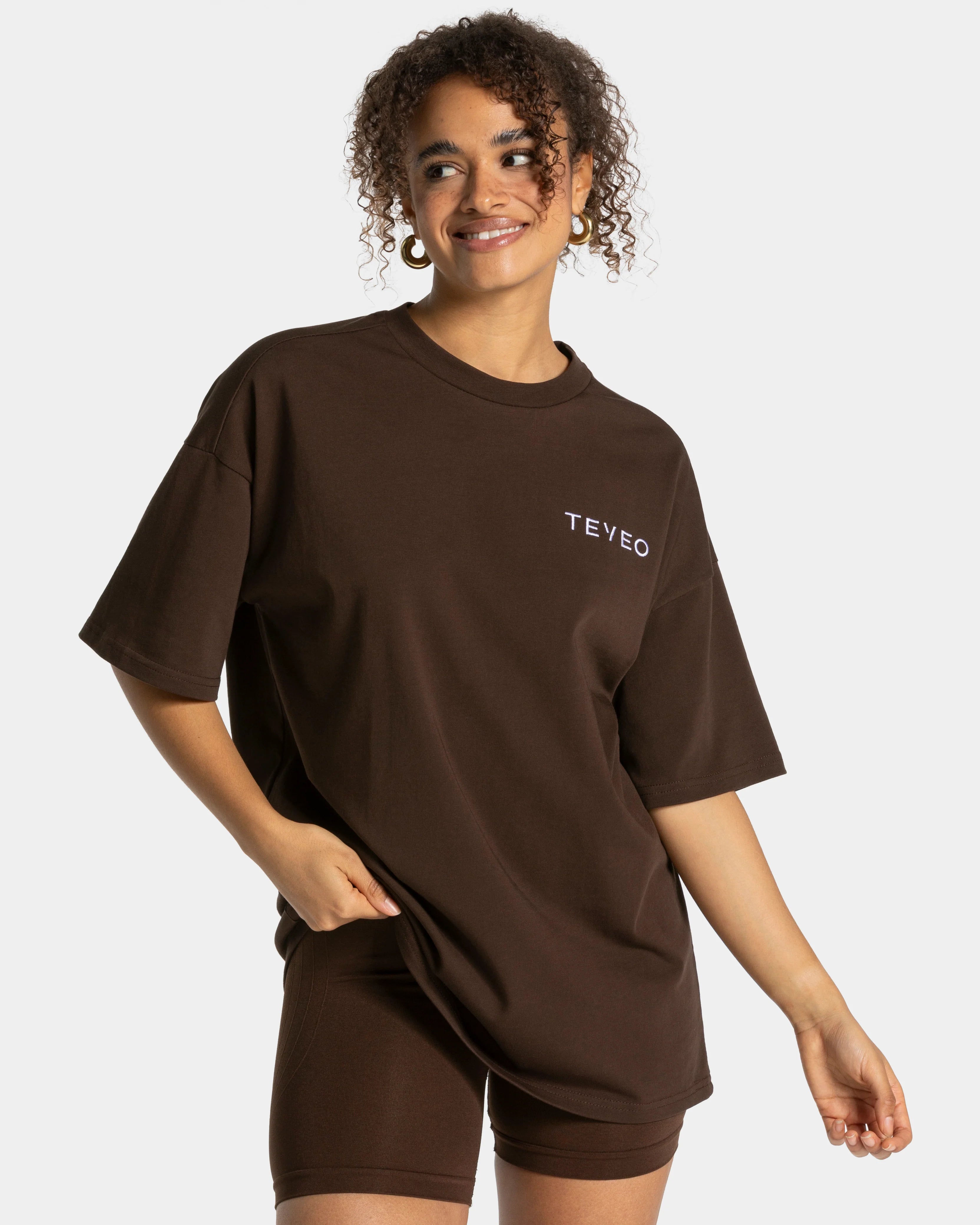 Teveo Signature Oversized T-Shirt ‘Dark brown’