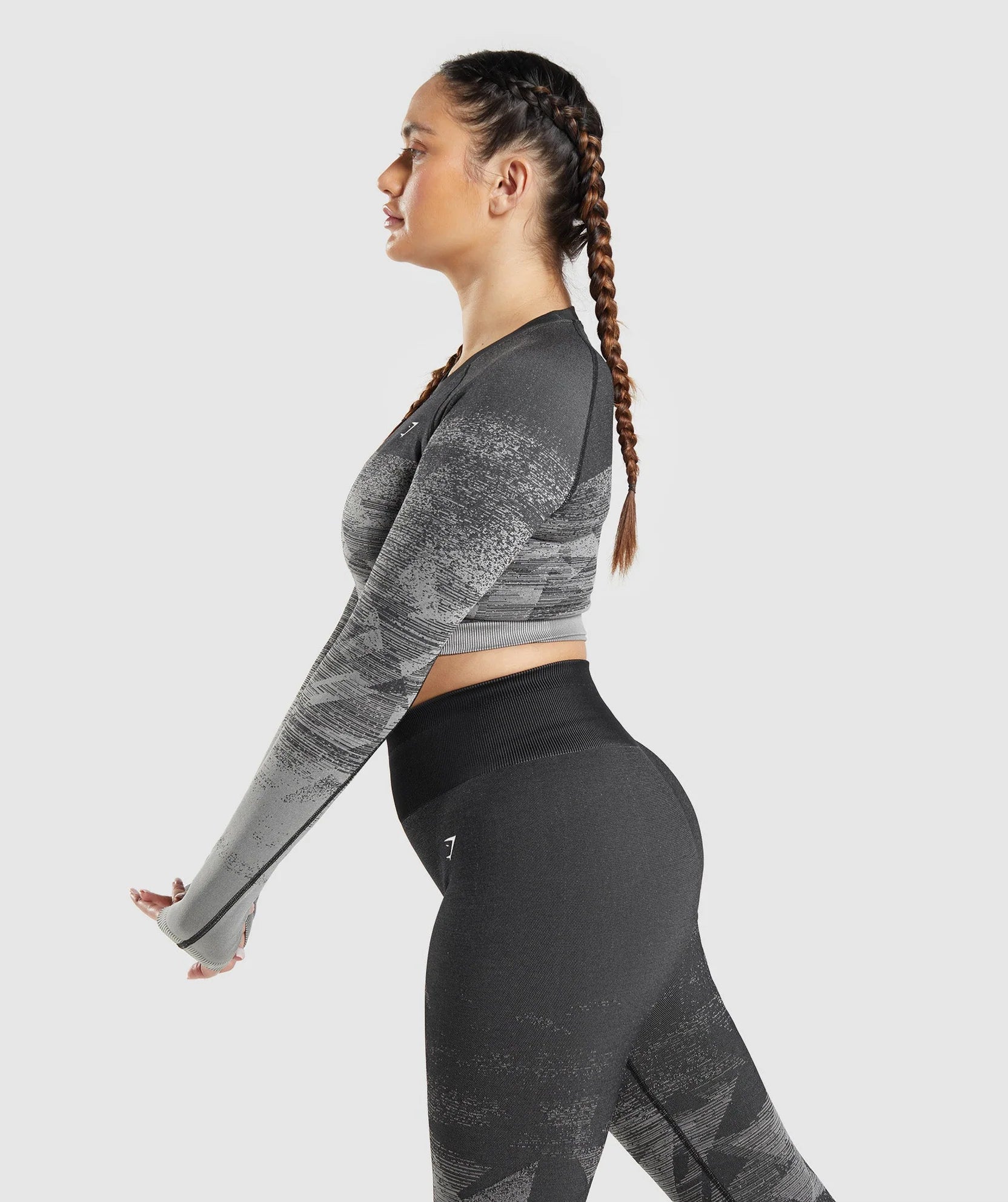 GYMSHARK ADAPT OMBRE SEAMLESS LONG SLEEVE CROP TOP