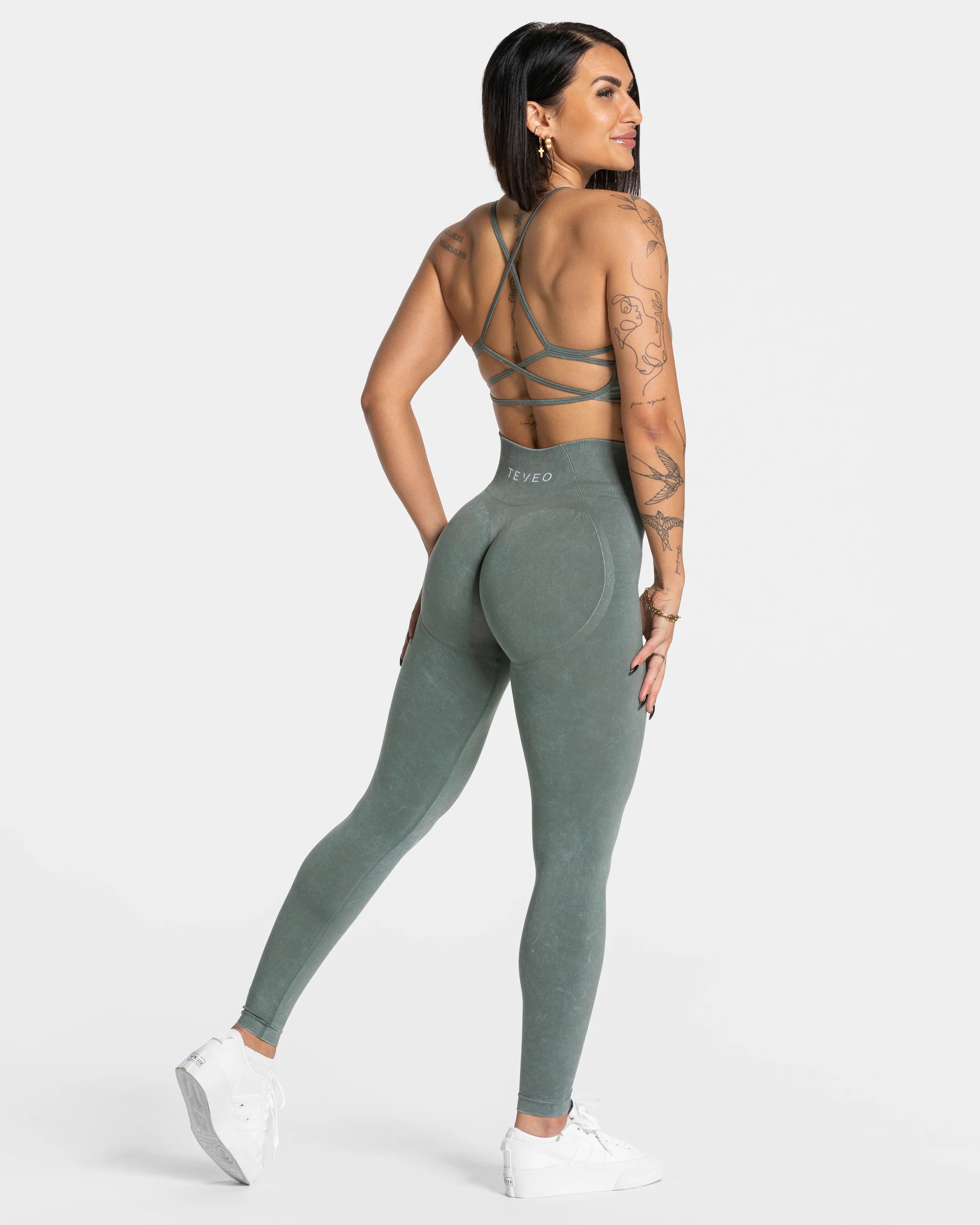 TEVEO Acid Covert Scrunch Leggings ‘Basil’
