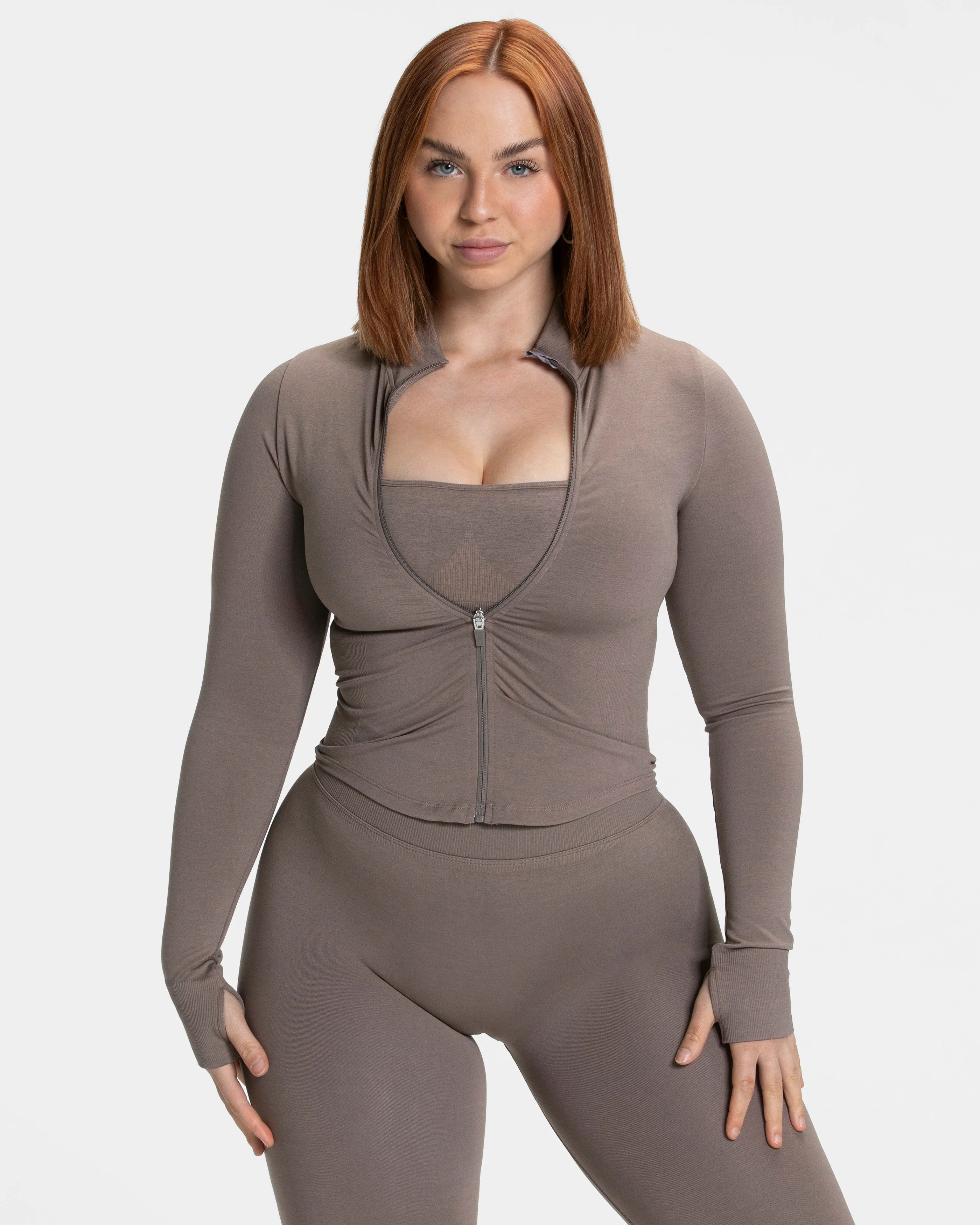 Teveo Femme Shaping Zip Jacket  ‘Mocha’