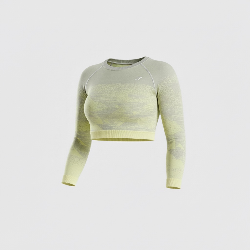 GYMSHARK ADAPT OMBRE SEAMLESS LONG SLEEVE CROP TOP
